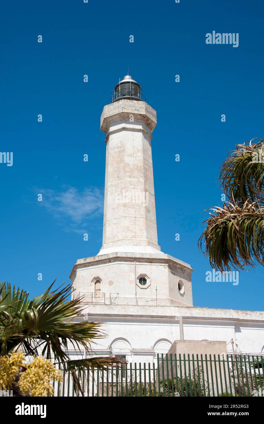 Leuchtturm Cozzo Sparado, Cape, Portopalo di Capo Passero, Provinz Syracuse, Sizilien, Italien Stockfoto