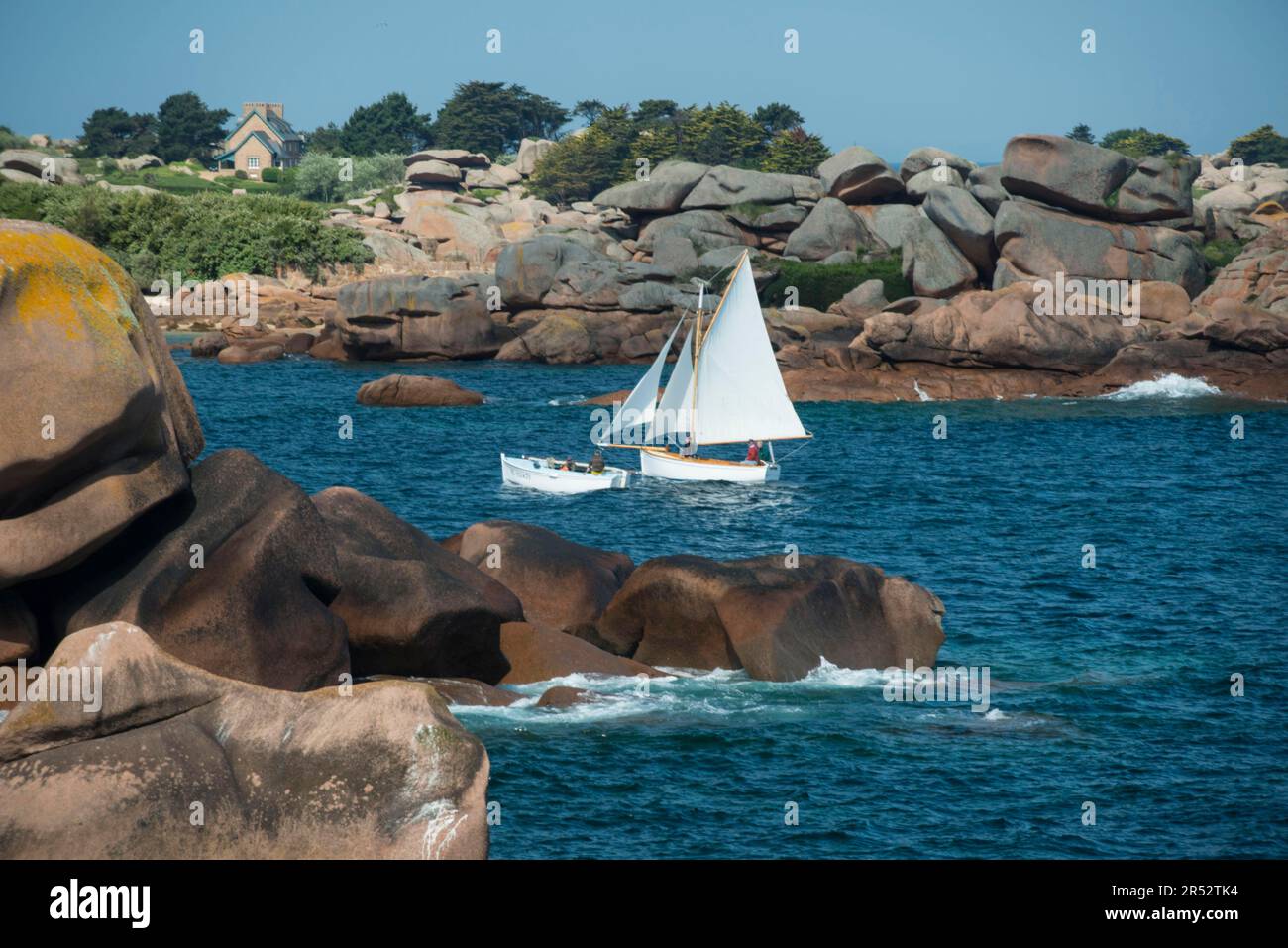 Wanderweg Sentieres des Douaniers, Wanderweg Perros Guirec, Cote Granite Rose, Bretagne, Granitküste, Frankreich Stockfoto