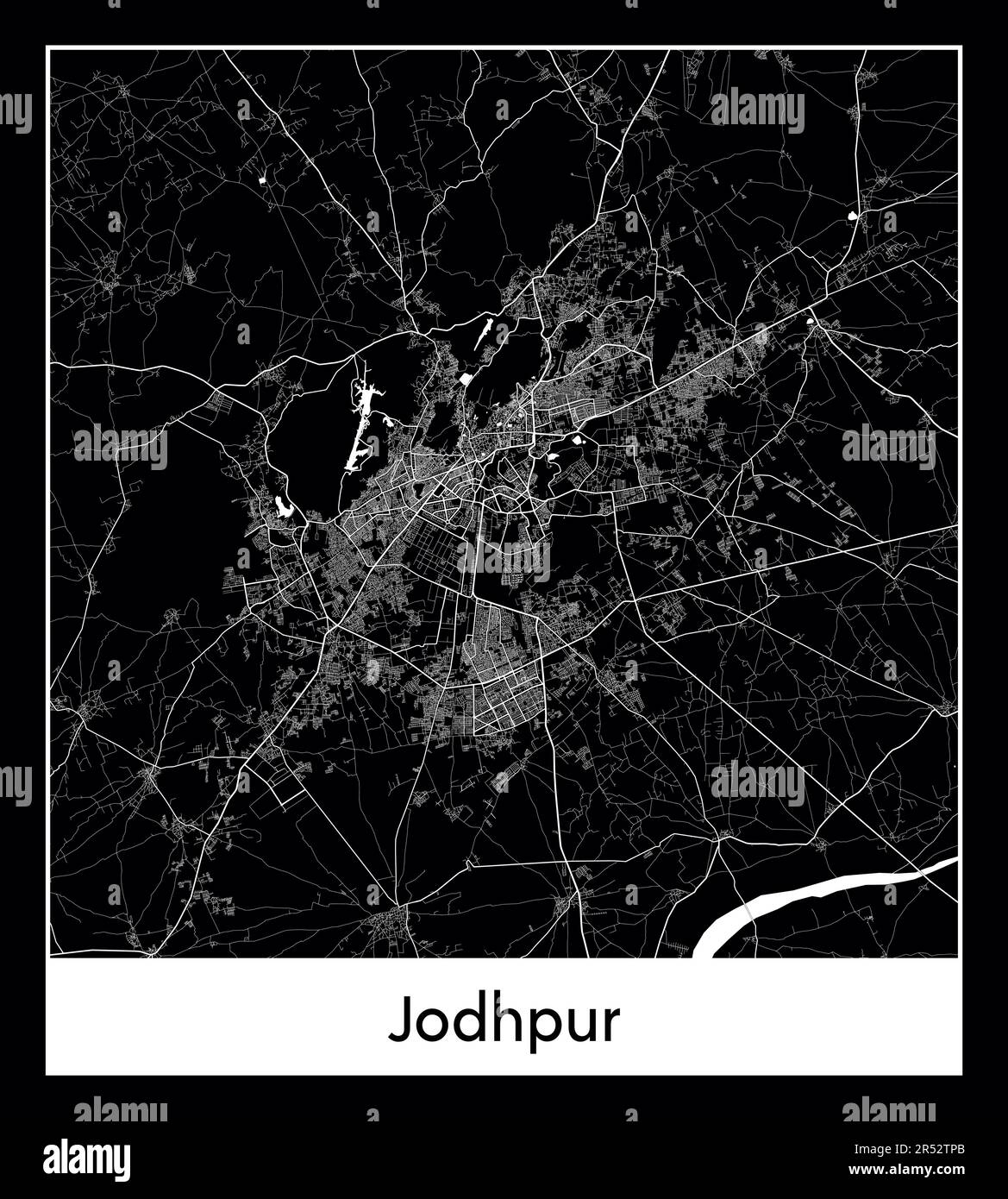 Minimaler Stadtplan von Jodhpur (Indien Asien)Minimaler Stadtplan von Jodhpur (Indien Asien) Stock Vektor