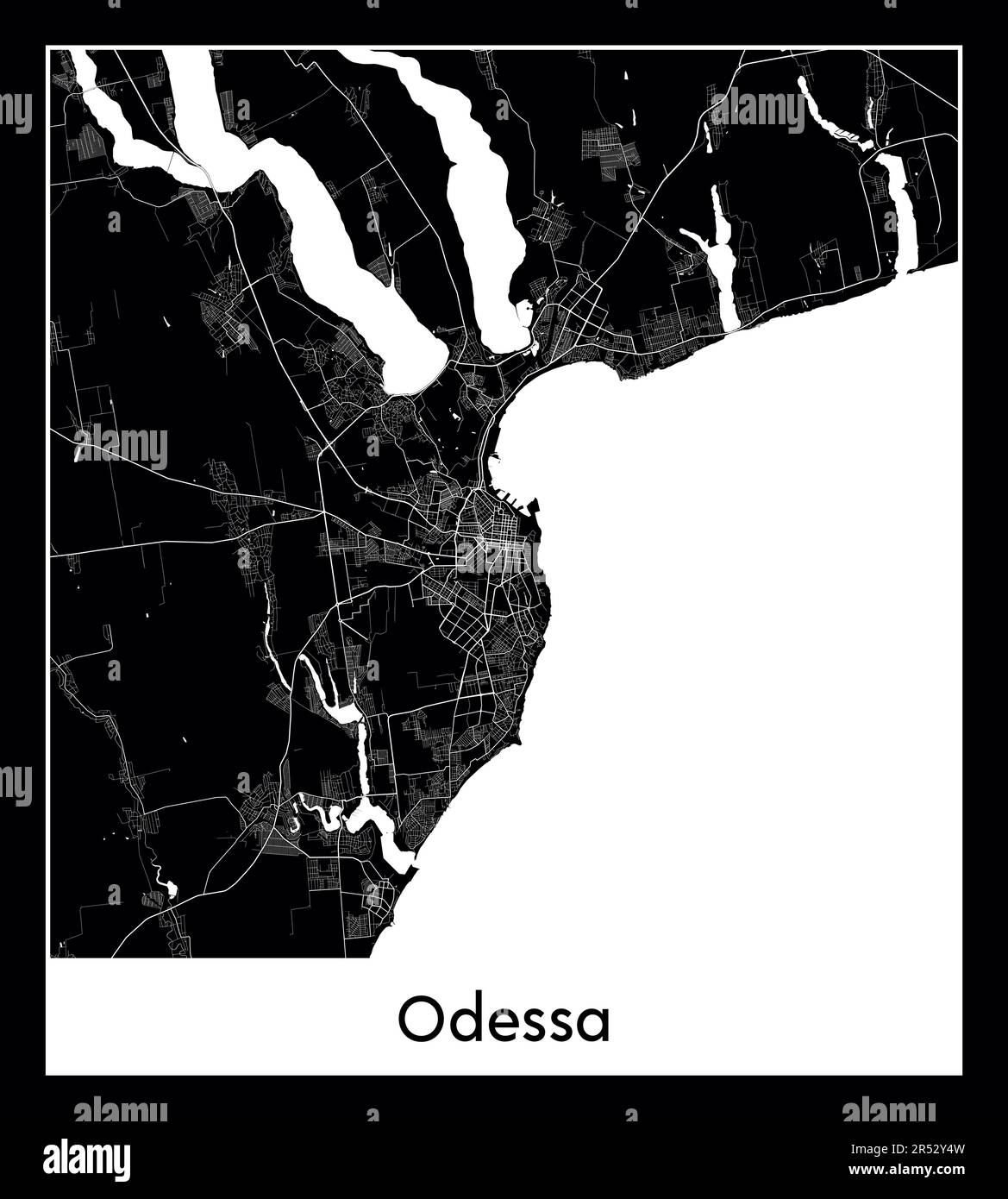 Minimaler Stadtplan von Odessa (Ukraine EuMinimal Stadtplan von Odessa (Ukraine Europa)Seil) Stock Vektor