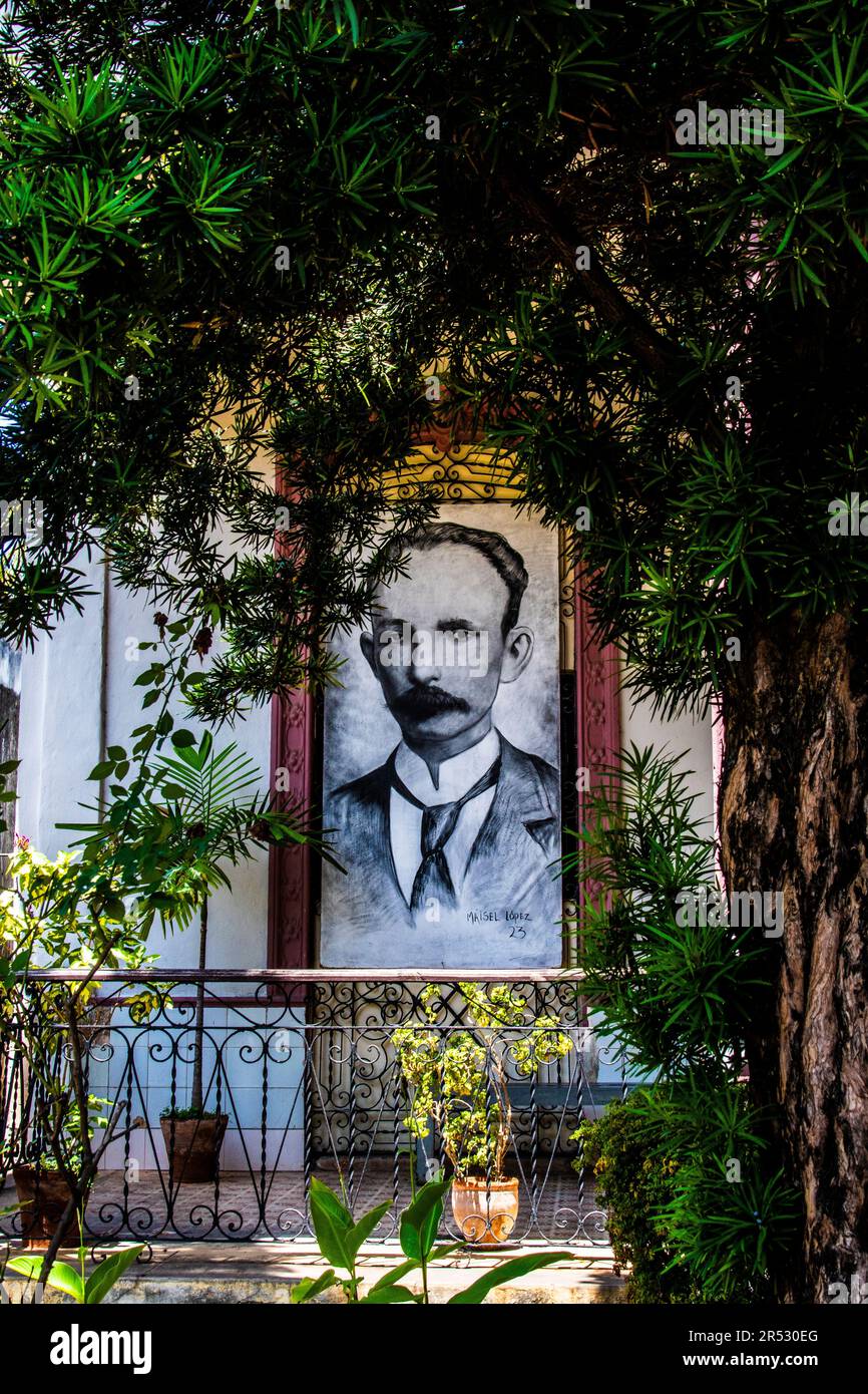 Straßengemälde von Kuba-Führer Jose Martí in Havanna, Kuba. Stockfoto