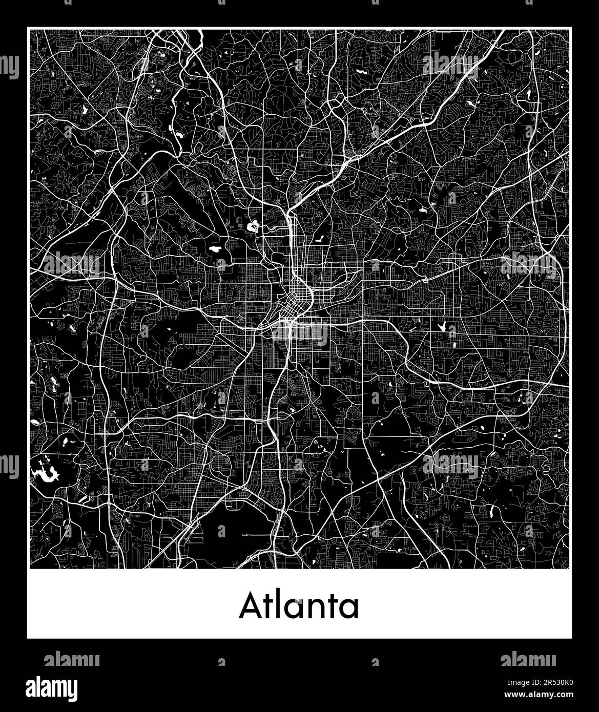 Minimaler Stadtplan von Atlanta (USA Nordamerika) Stock Vektor
