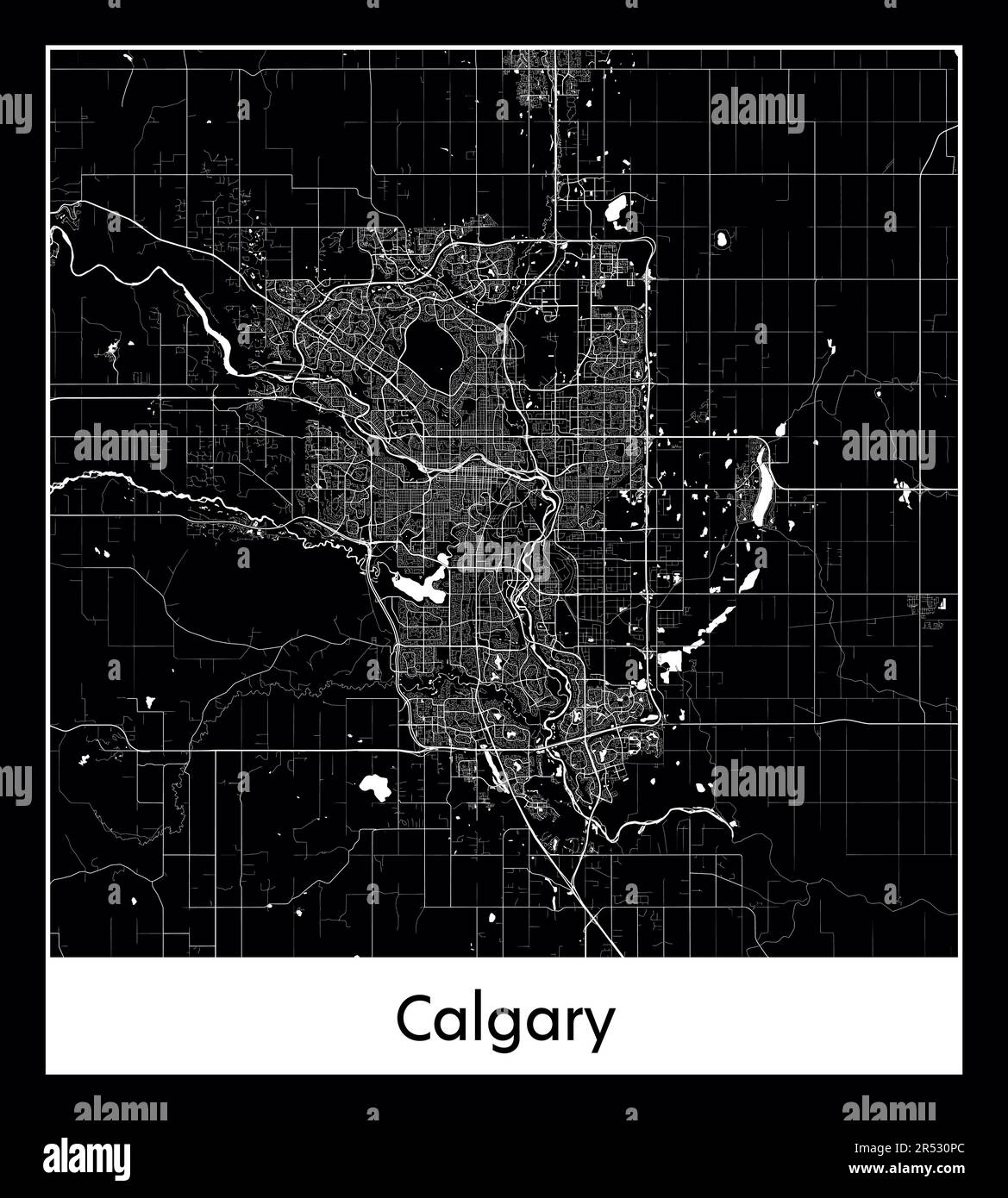 Minimaler Stadtplan von Calgary (Kanada Nordamerika) Stock Vektor