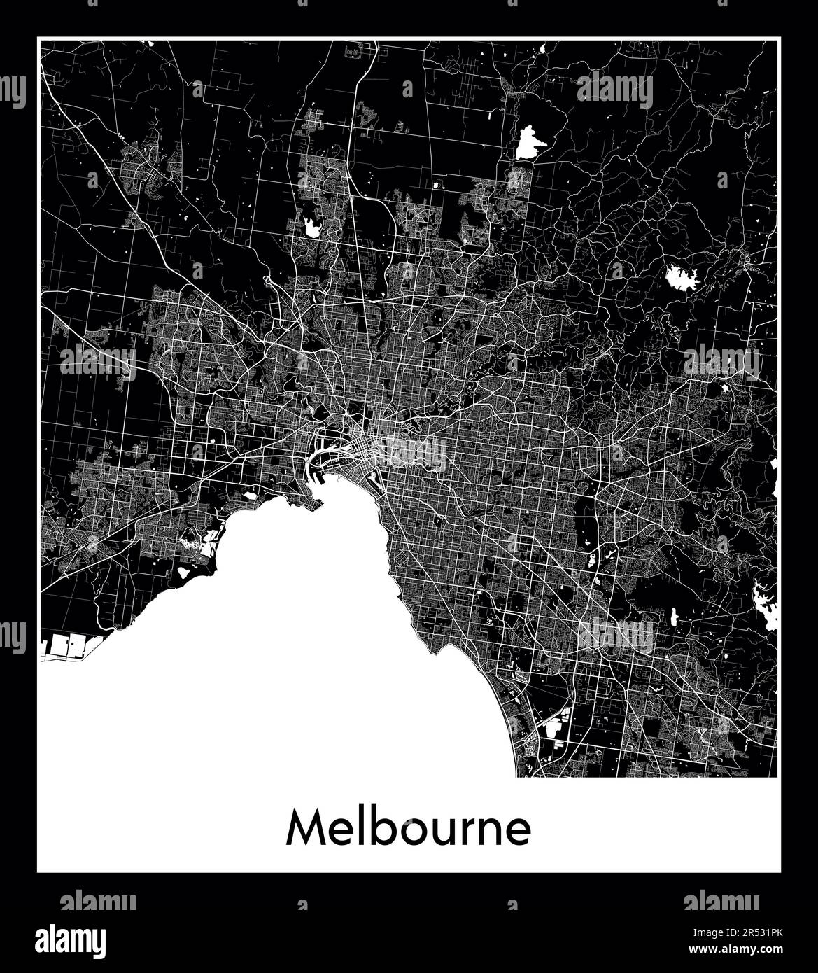 Minimaler Stadtplan von Melbourne ( AustraliMinimaler Stadtplan von Melbourne ( Australia)a) Stock Vektor
