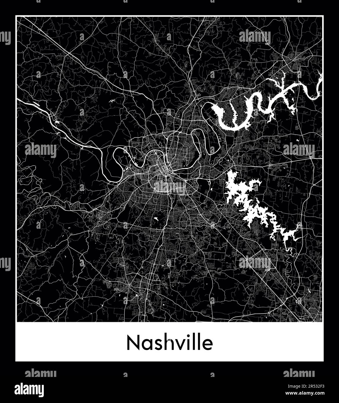 Minimaler Stadtplan von Nashville (USA Nordamerika) Stock Vektor