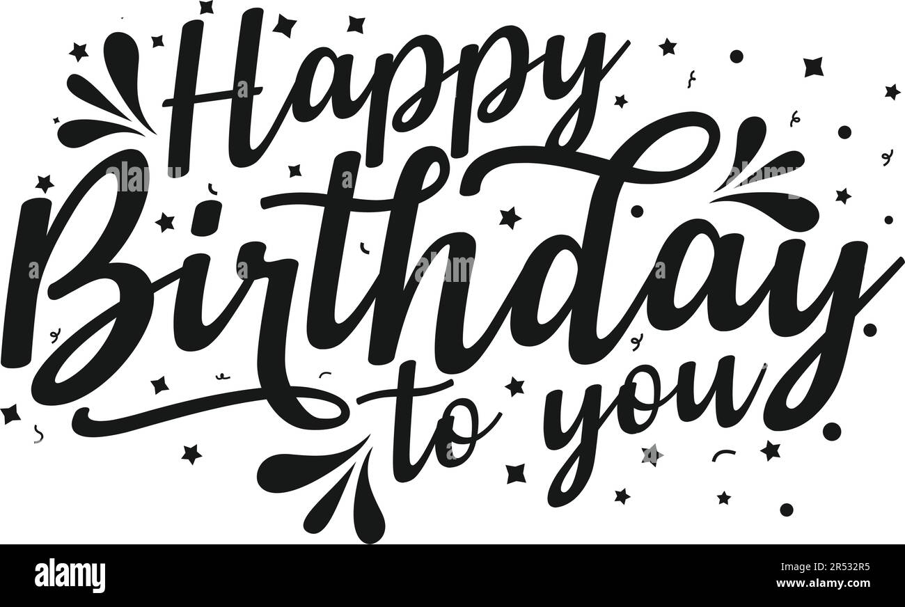 Alles gute zum Geburtstag, schwarzer Textvektor Stock Vektor