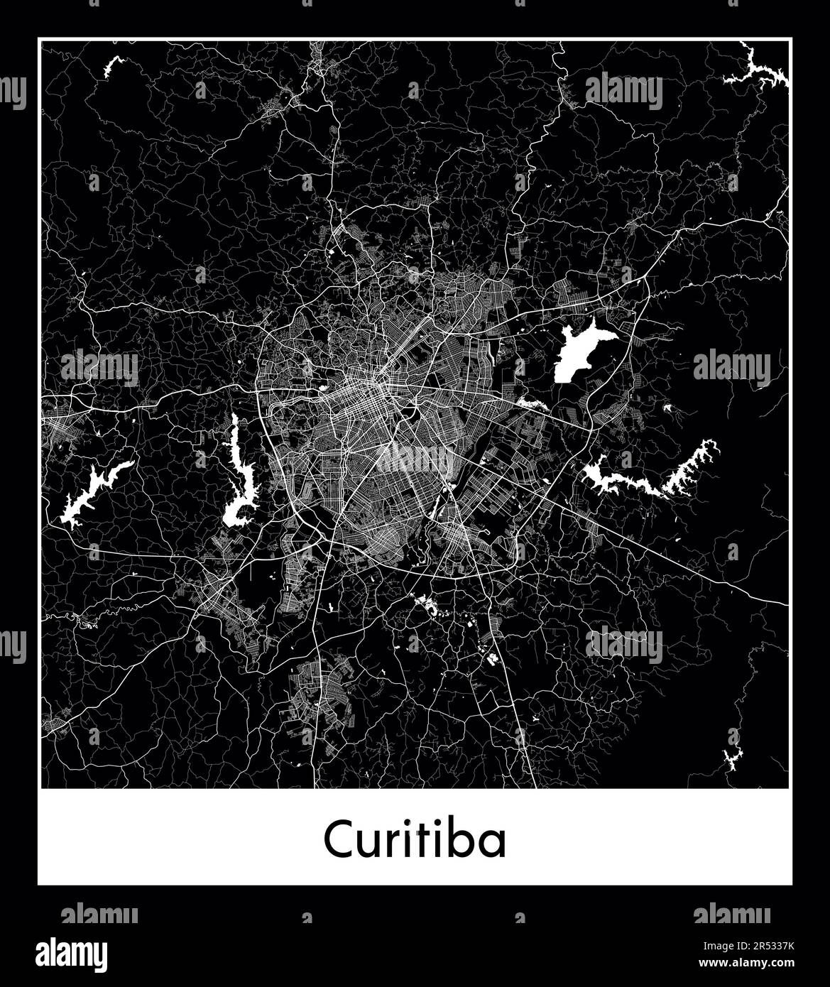 Minimaler Stadtplan von Curitiba (Brasilien Südamerika) Stock Vektor