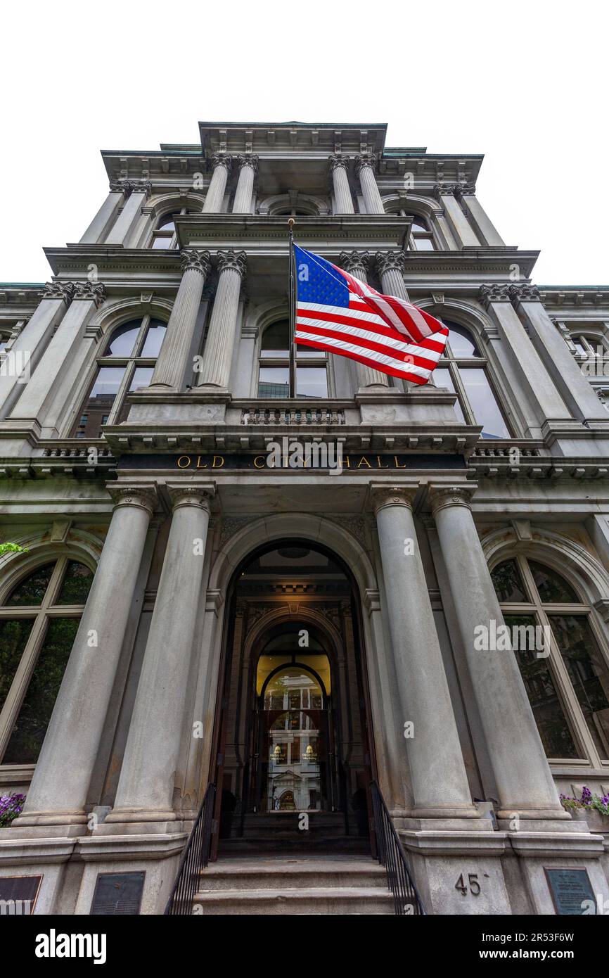 Außenansicht des Old City Hall in Boston, Massachusetts, USA Stockfoto