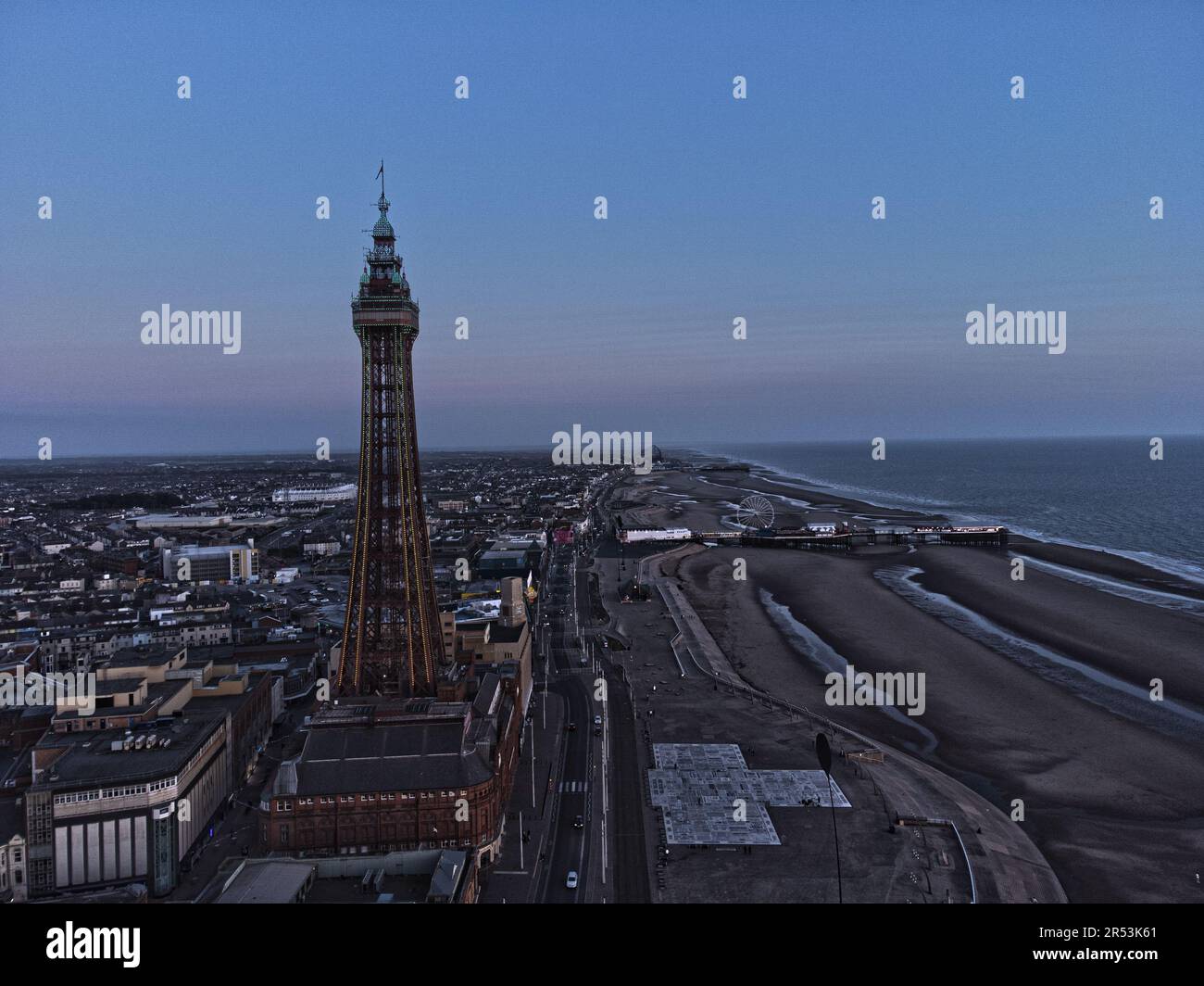 Blackpool Tower bei Sonnenuntergang Stockfoto