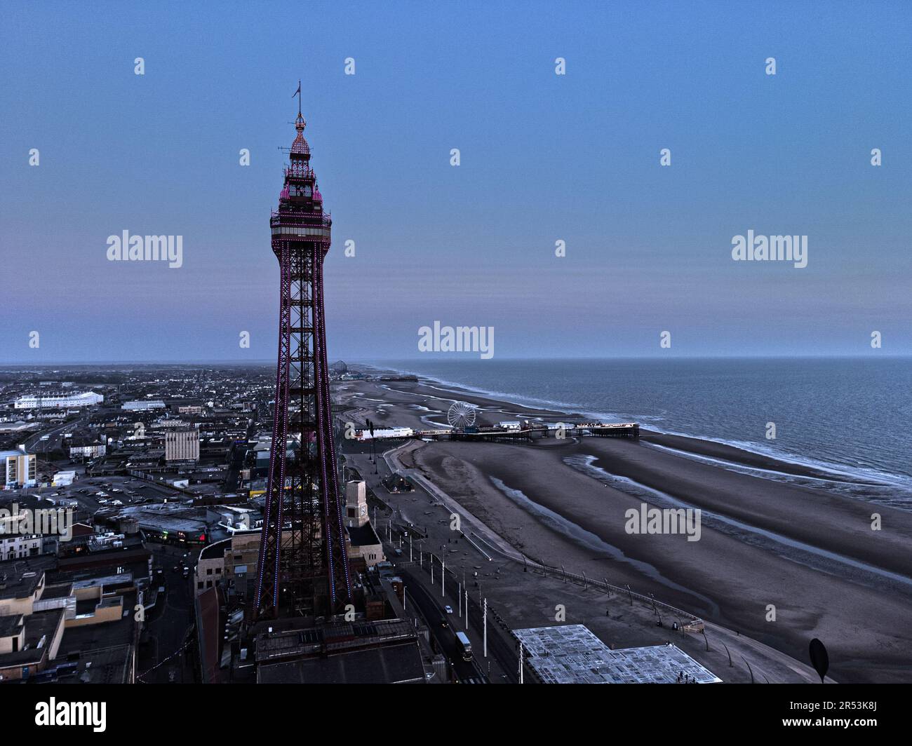 Blackpool Tower bei Sonnenuntergang Stockfoto