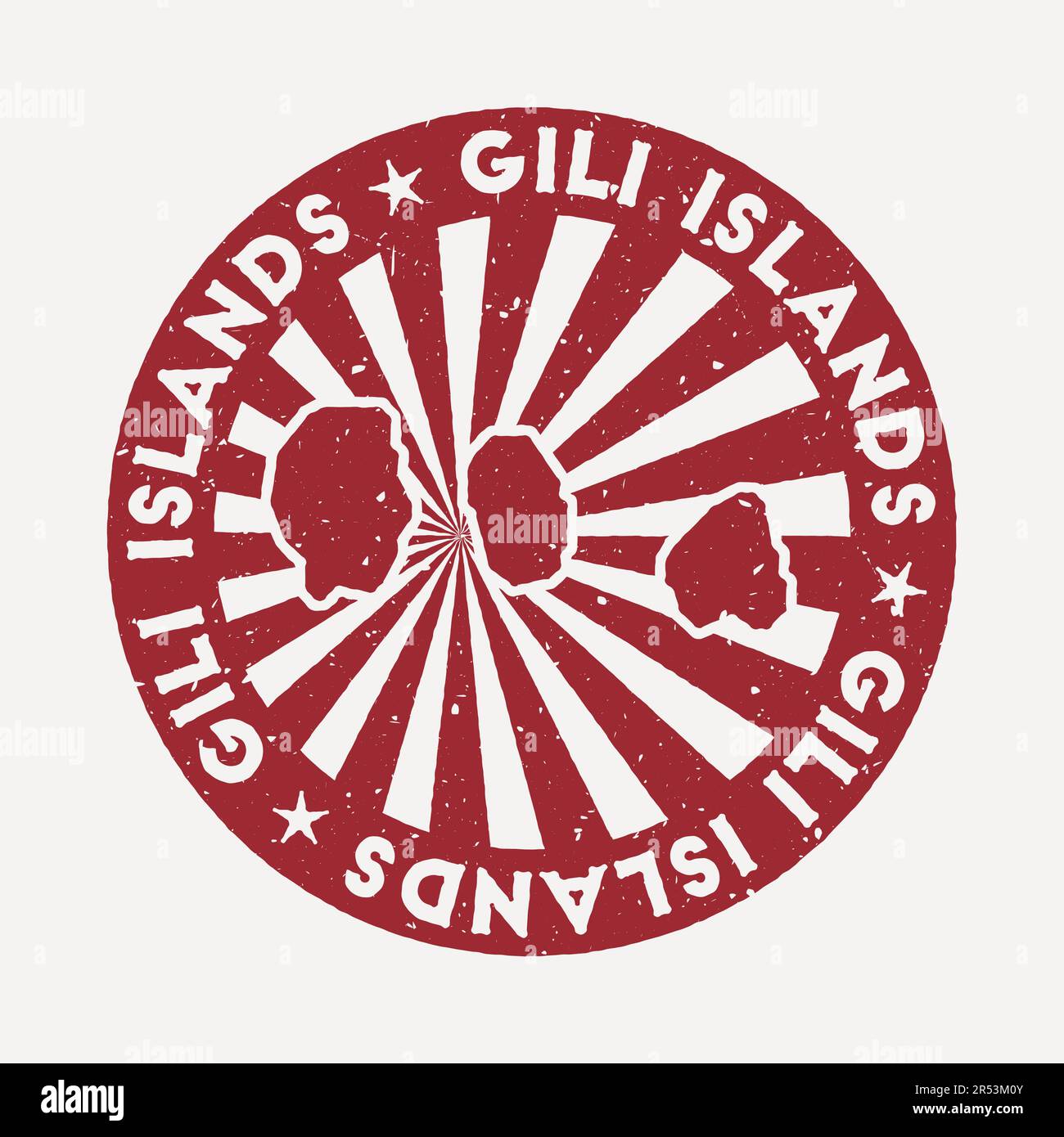 Gili-Inseln Stempel. Reisen Sie roten Stempel mit der Karte der Insel, Vektor-Illustration. Stock Vektor