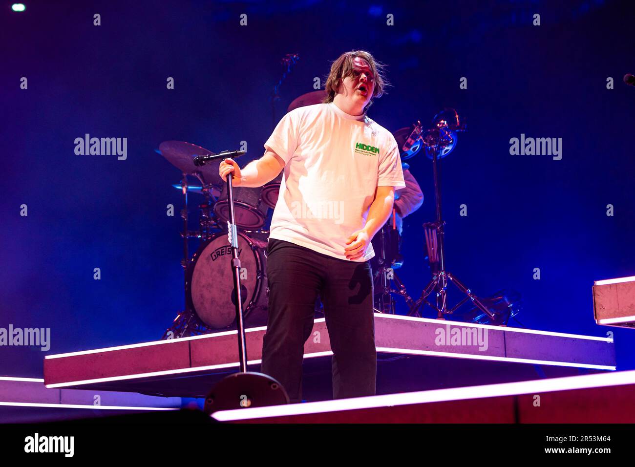 Mailand, Italien, 31/05/2023, Lewis Capaldi tritt live im Mediolanum Forum in Mailand auf, Italien, am 31 2023Lewis. Mai tritt Capaldi live im Mediolanum Forum in Mailand, Italien, am 31 2023. Mai auf Stockfoto