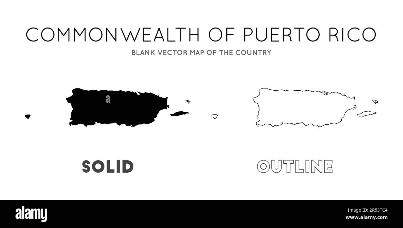 Karte von Puerto Rico. Leere Vektorkarte des Landes. Grenzen von Puerto Rico für Ihre Infografik. Vektordarstellung. Stock Vektor