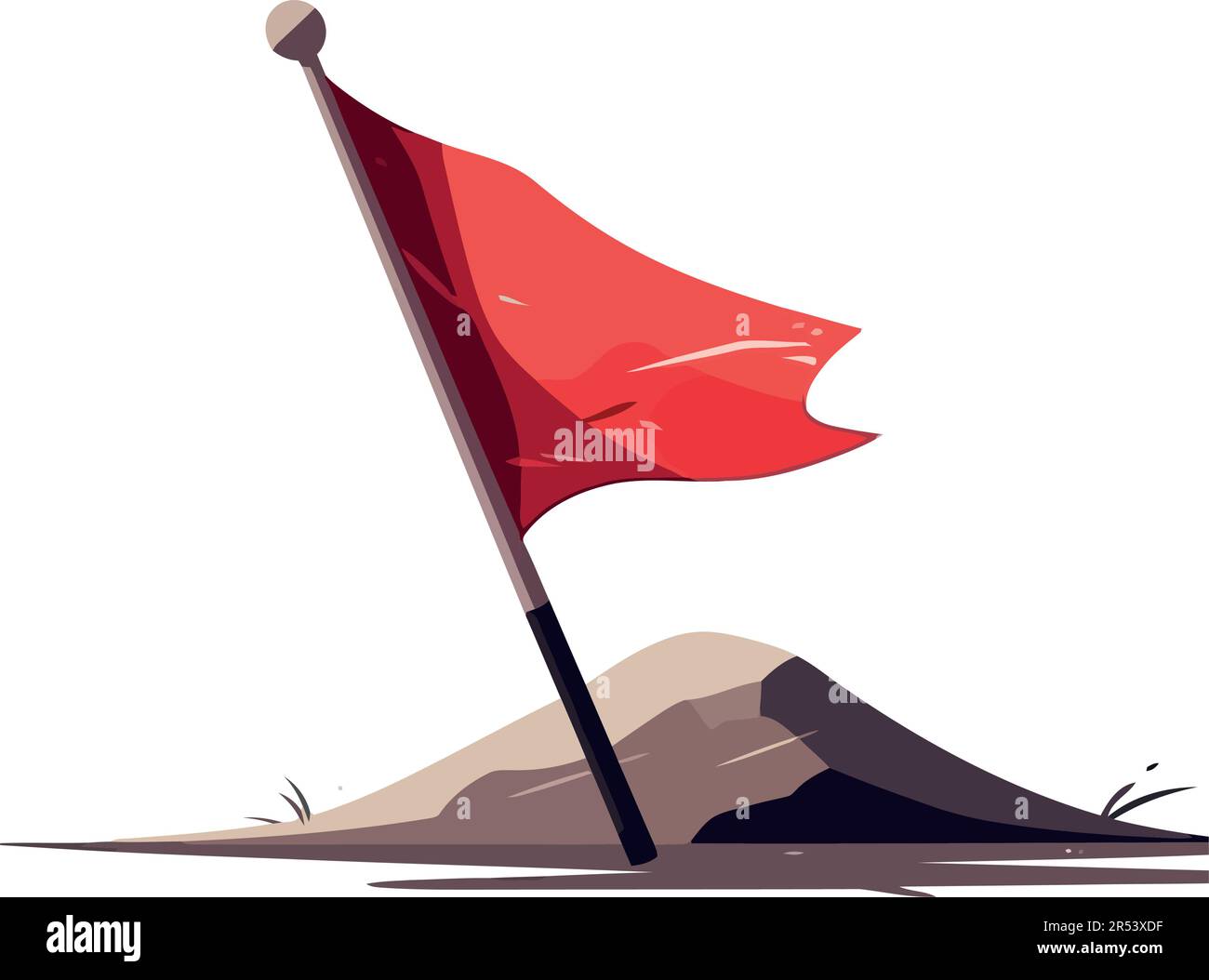 Rote Fahne, die auf einem Stab winkt Stock-Vektorgrafik - Alamy