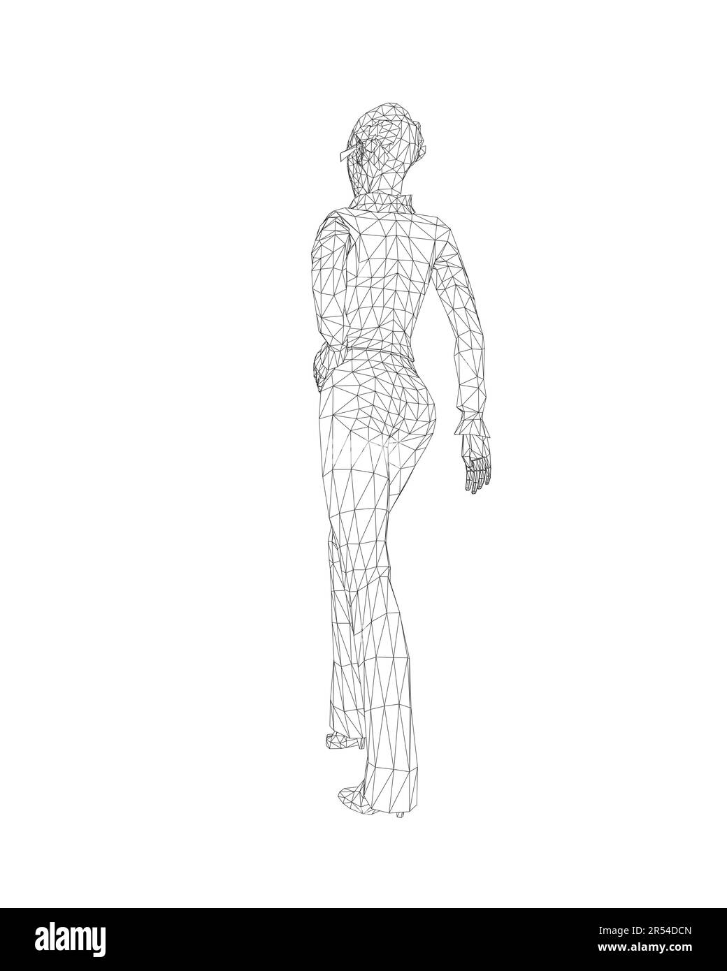 Geschäftsfrau-Figur-Drahtmodell. Attraktives Mädchen im formellen Anzug. Vektordarstellung isoliert auf weißem Hintergrund. 3D. Vector-Geschäft Stock Vektor