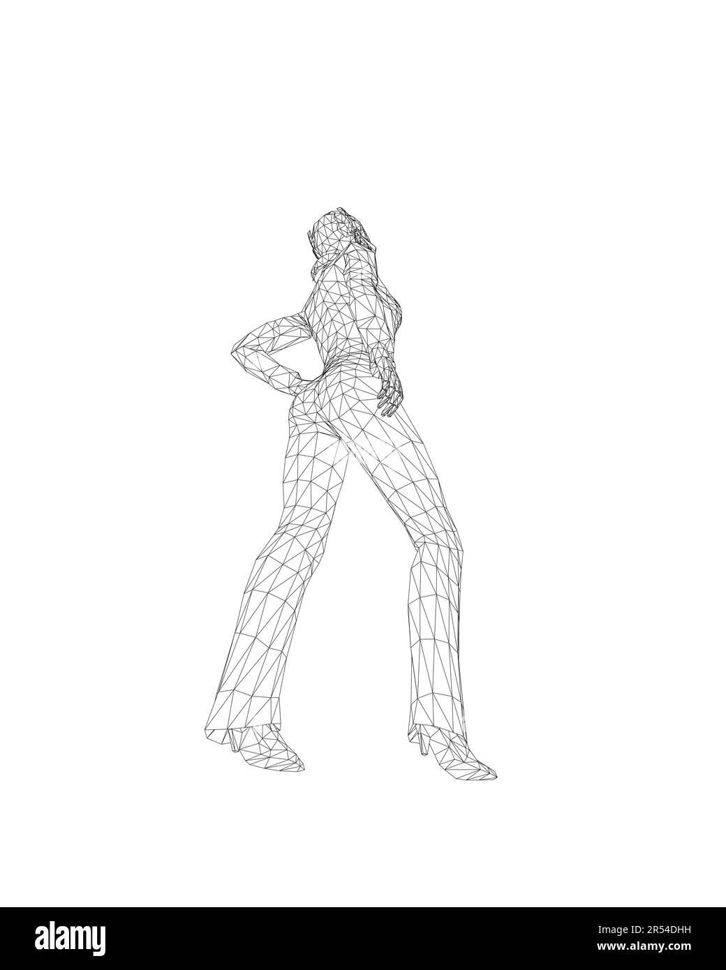 Geschäftsfrau-Figur-Drahtmodell. Attraktives Mädchen im formellen Anzug. Vektordarstellung isoliert auf weißem Hintergrund. 3D. Vector-Geschäft Stock Vektor