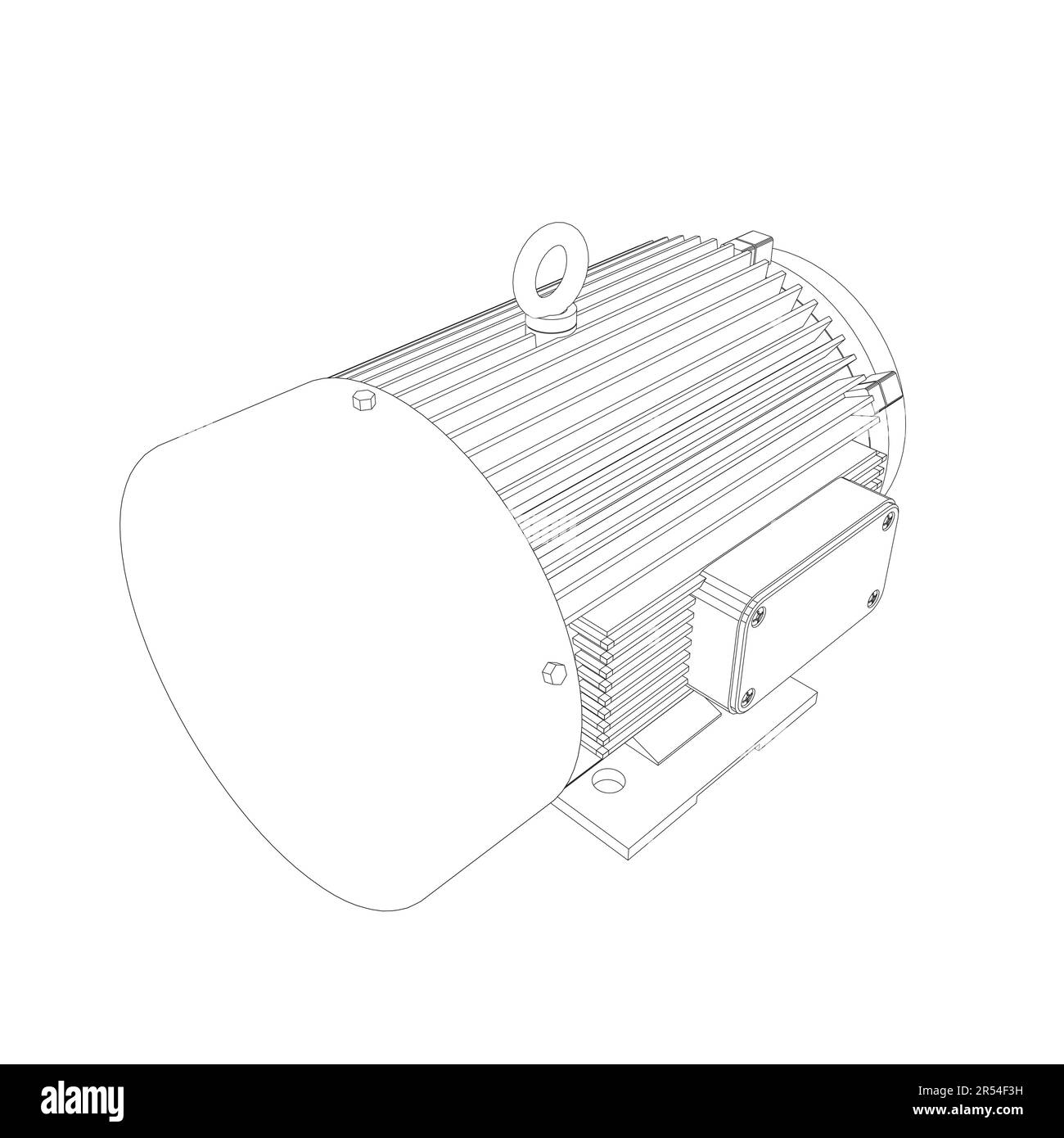 Symbol für Elektromotor auf weißem Hintergrund. Übersicht über die elektrische Leistung des Motors. Motor des elektrischen Konturgenerators. Websymbol für Vektorfarbe. Kreative Illustration Stock Vektor