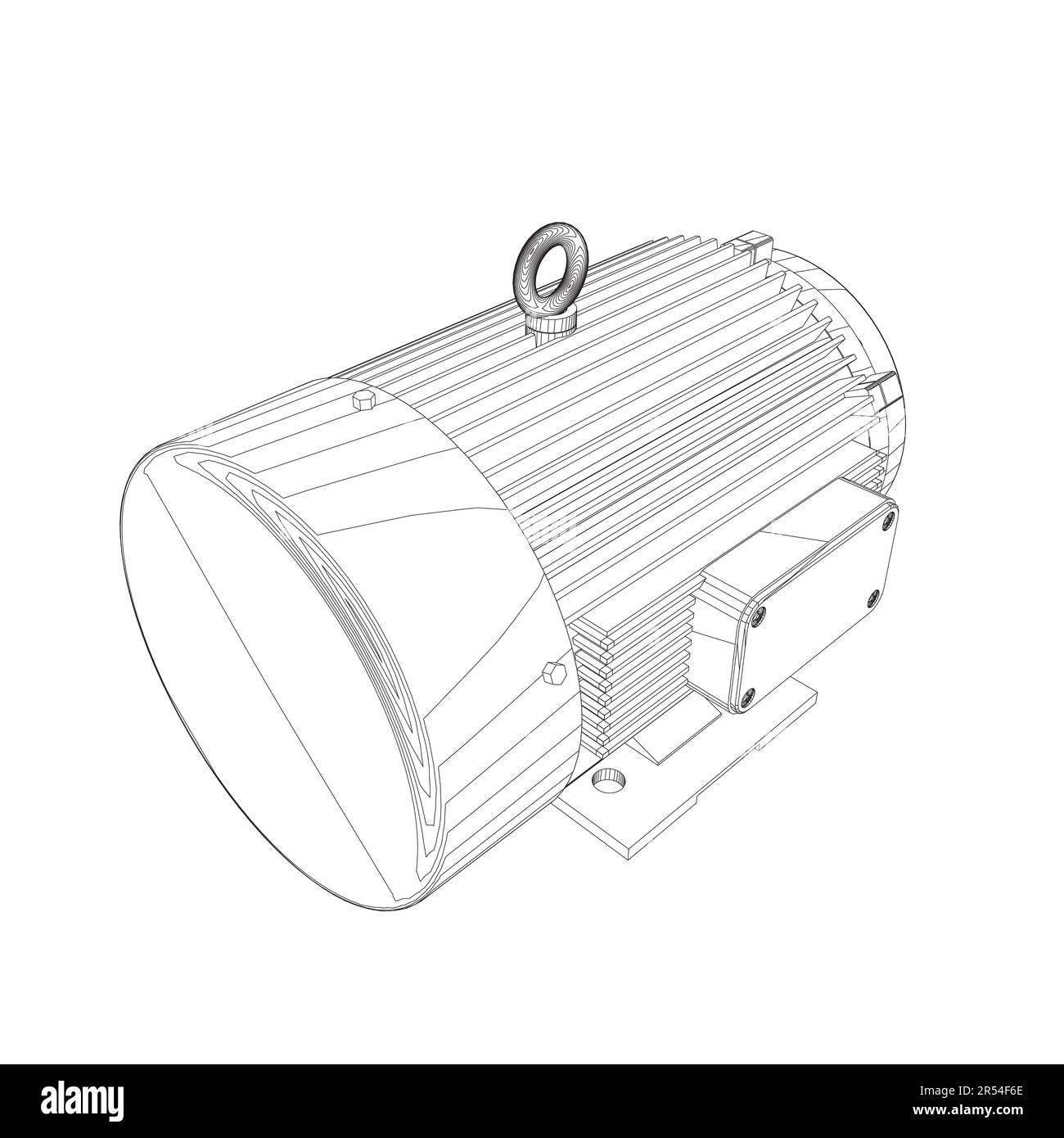 Symbol für Elektromotor auf weißem Hintergrund. Übersicht über die elektrische Leistung des Motors. Motor des elektrischen Konturgenerators. Websymbol für Vektorfarbe. Kreative Illustration Stock Vektor