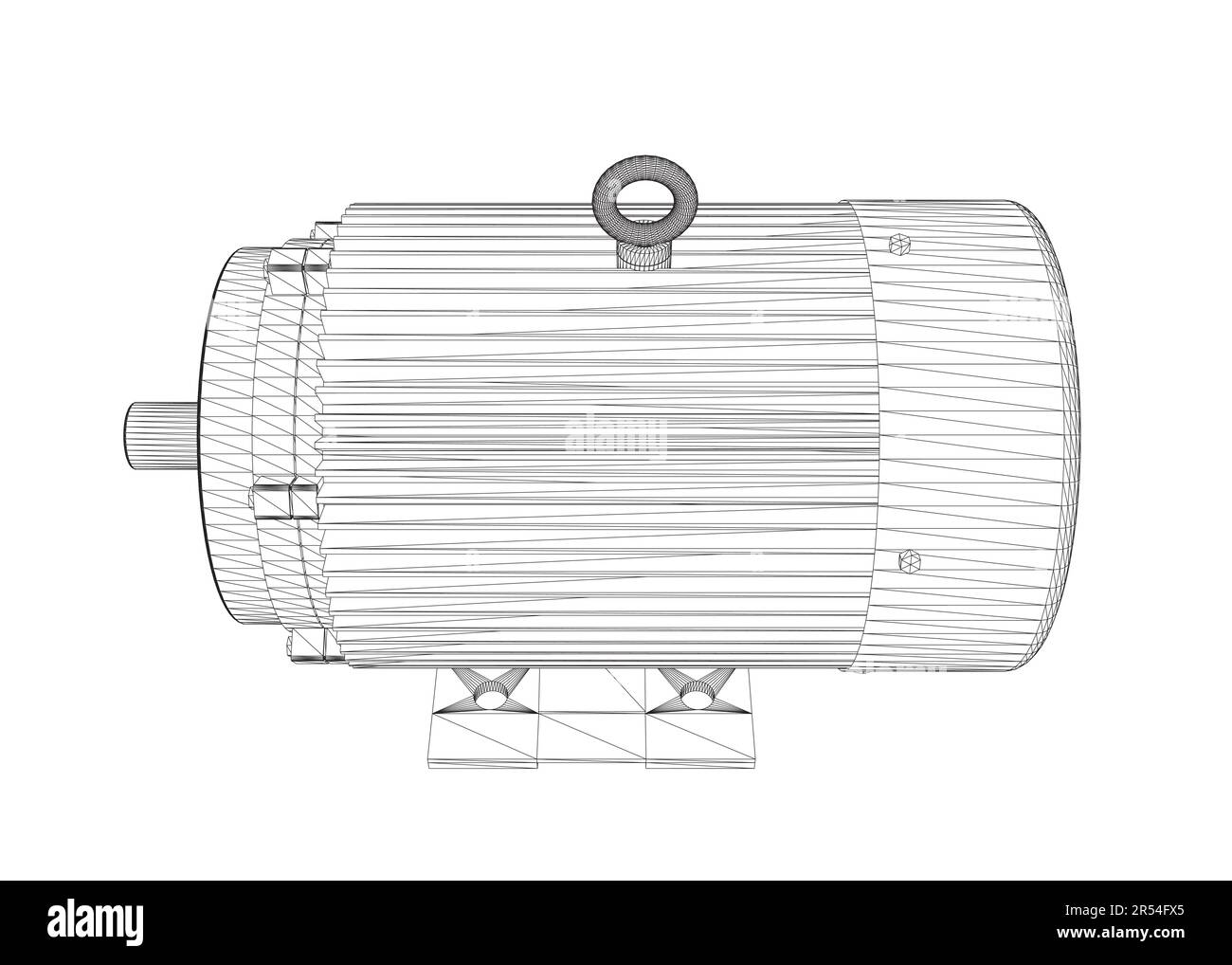 Symbol für Elektromotor auf weißem Hintergrund. Elektrische Leistung des Drahtmodellmoduls. Elektromotor des Generators der Drahtdarstellung. Websymbol für Vektorfarbe. Kreative Illustrationen Stock Vektor