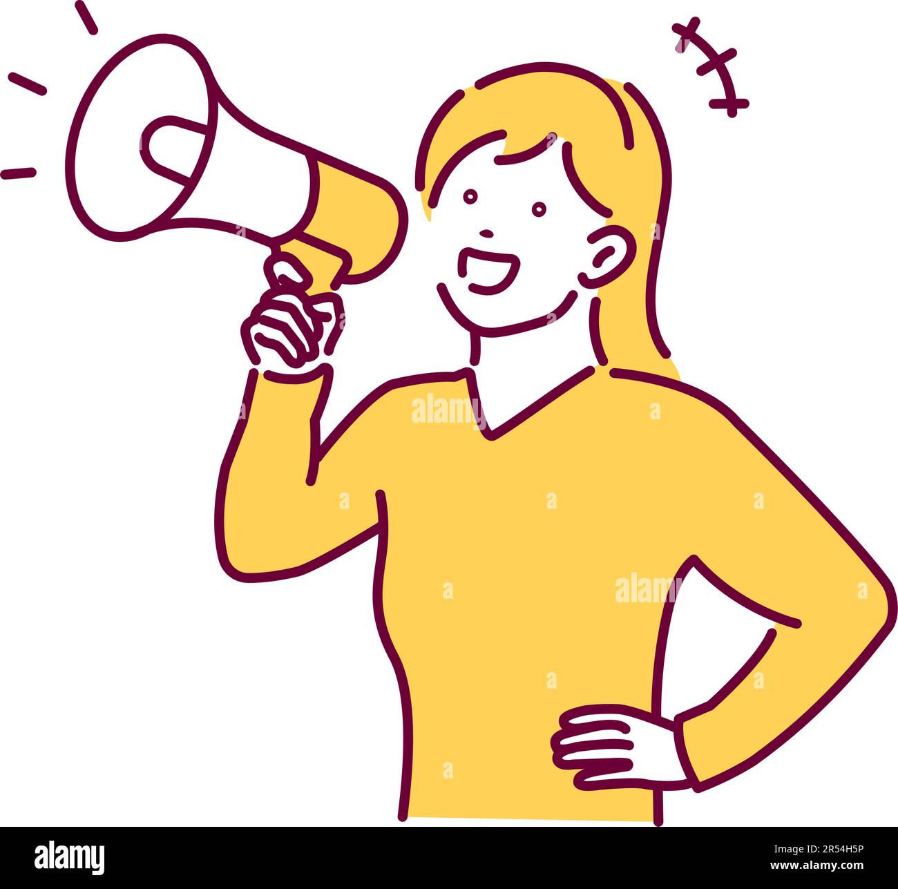 Junge Frau mit Megaphon-Vektordarstellung Stock Vektor