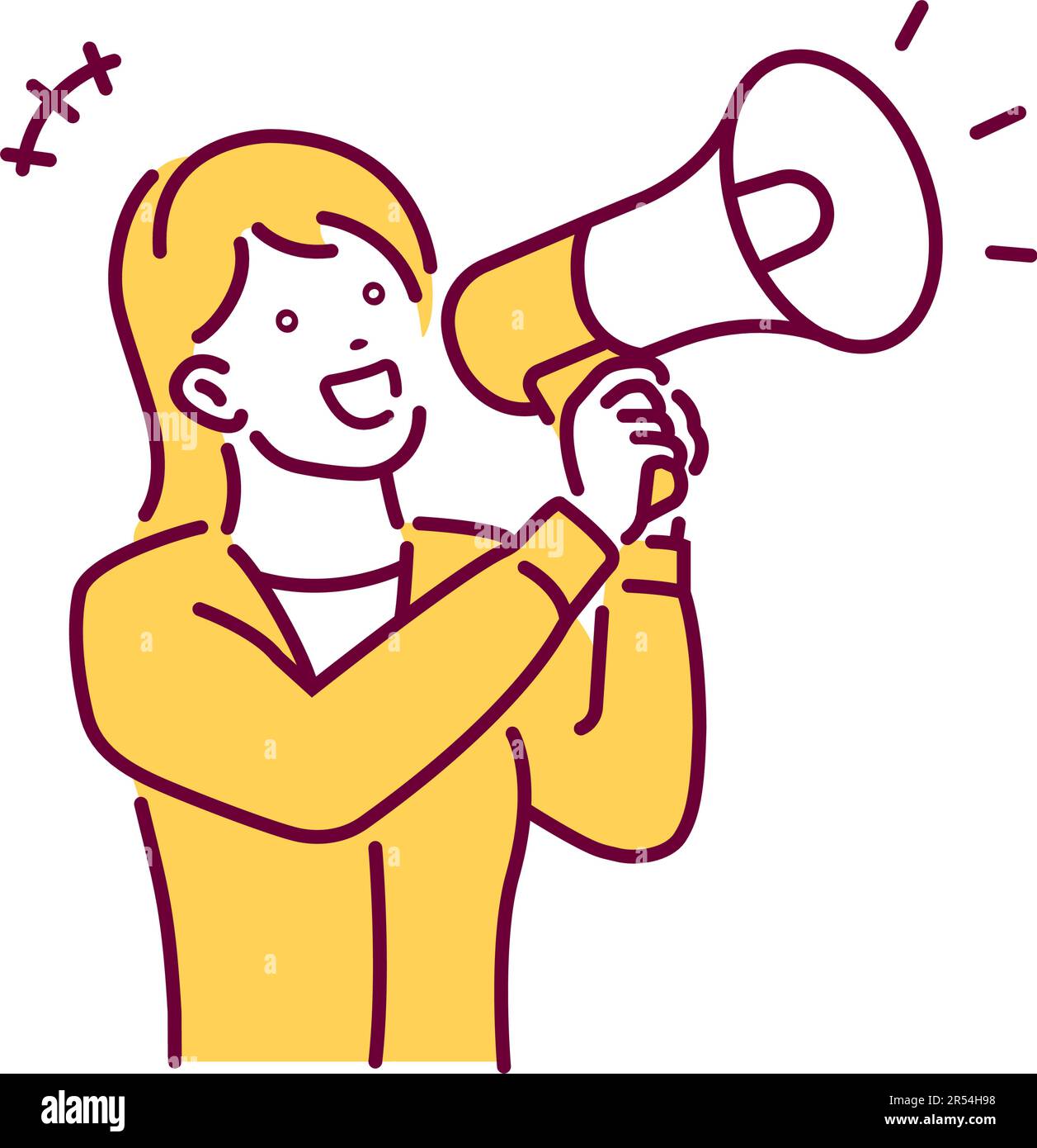 Junge Frau mit Megaphon-Vektordarstellung Stock Vektor