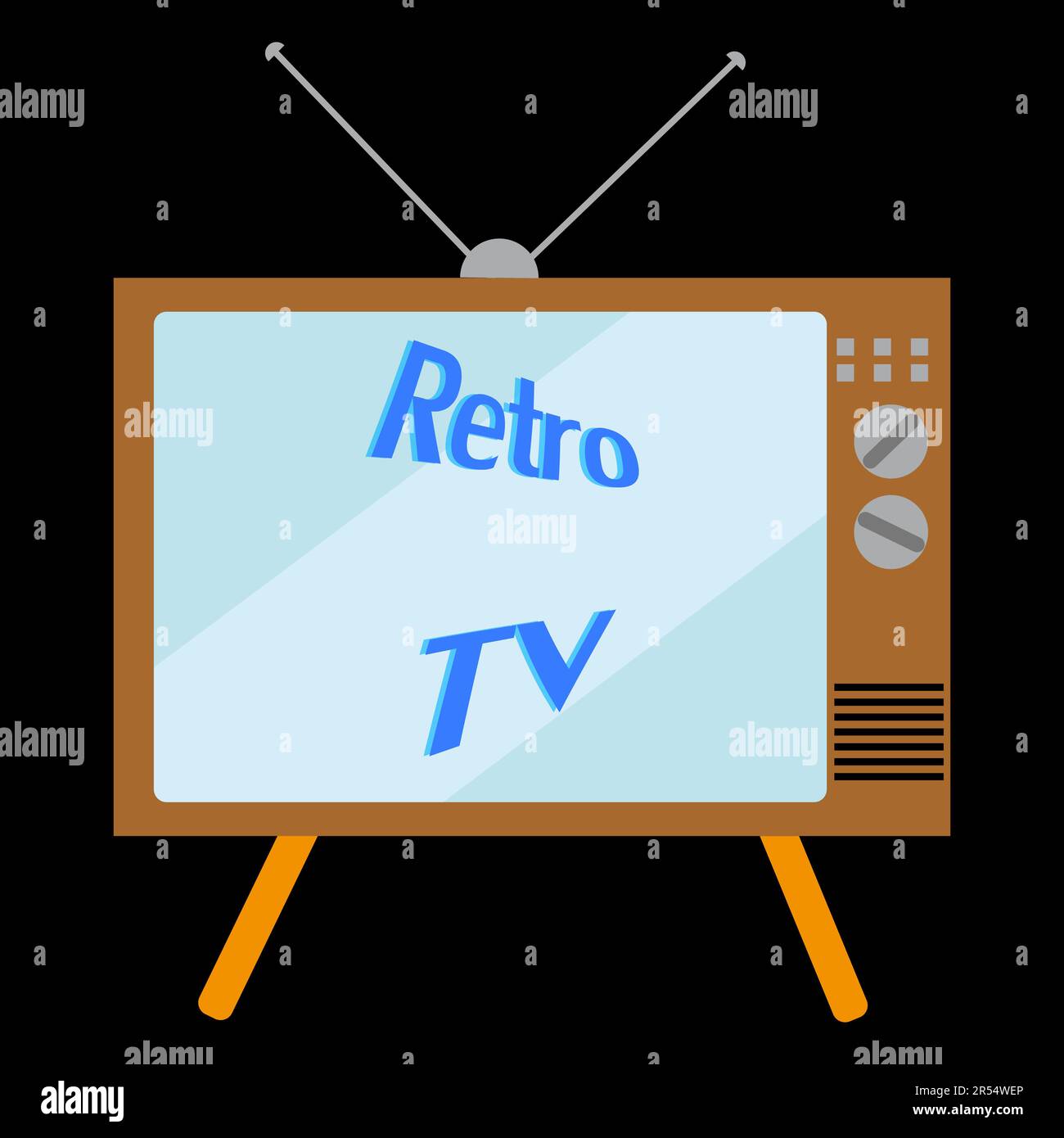 Alte Retro-antike Hipster-Bildröhre mit einem konvexen Bildschirm eines alten Fernsehers zum Ansehen von Fernsehsendungen und Filmen mit der Inschrift Retro-tv Stock Vektor