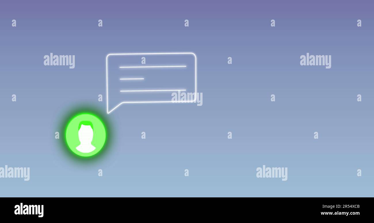 Abbildung: Nachrichtensymbol auf blauem Hintergrund Stockfoto