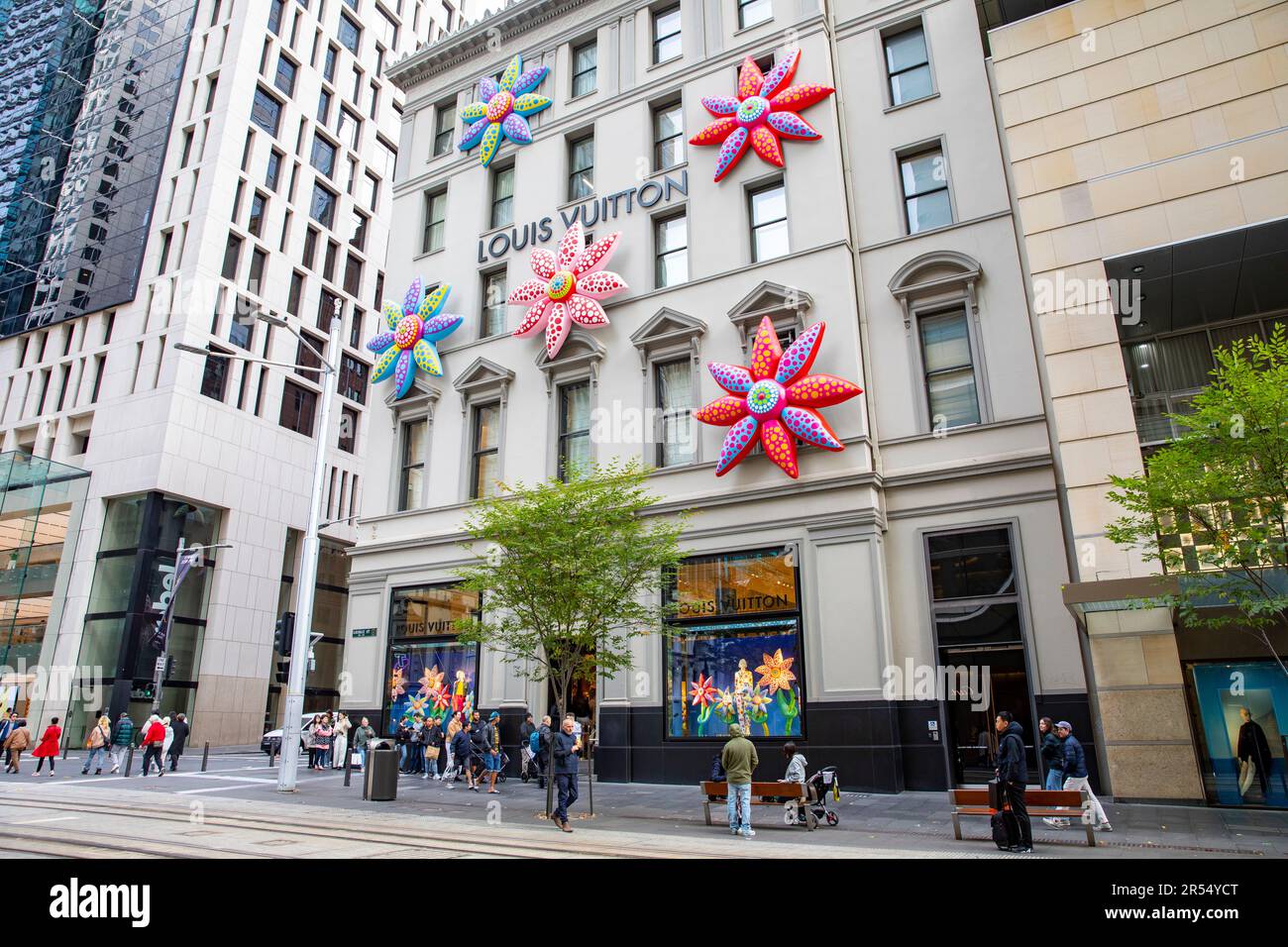 Louis Vuitton Luxuswarenladen in George Street, Sydney, NSW, Australien Stockfoto