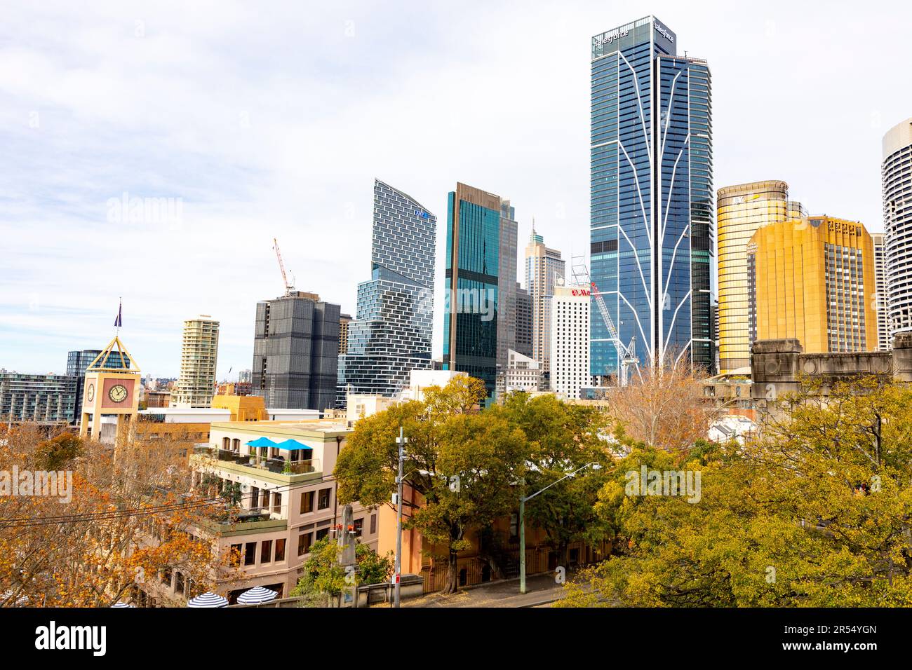 Skyline im Stadtzentrum von Sydney mit Wolkenkratzern, Sydney CBD, NSW, Australien Stockfoto