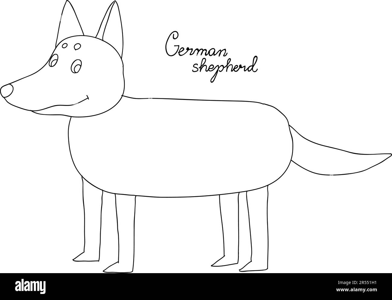 Handgezeichneter deutscher Schäferhund. Cartoon-Vektordarstellung Stock Vektor