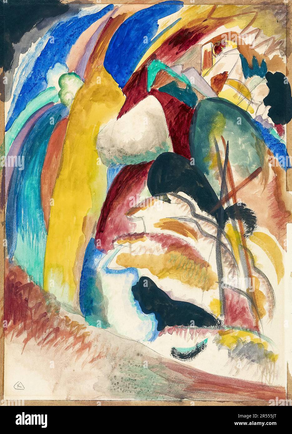 Wassily Kandinsky, Entwurf für Bild mit weißer Form, abstraktes Gemälde 1913 Stockfoto
