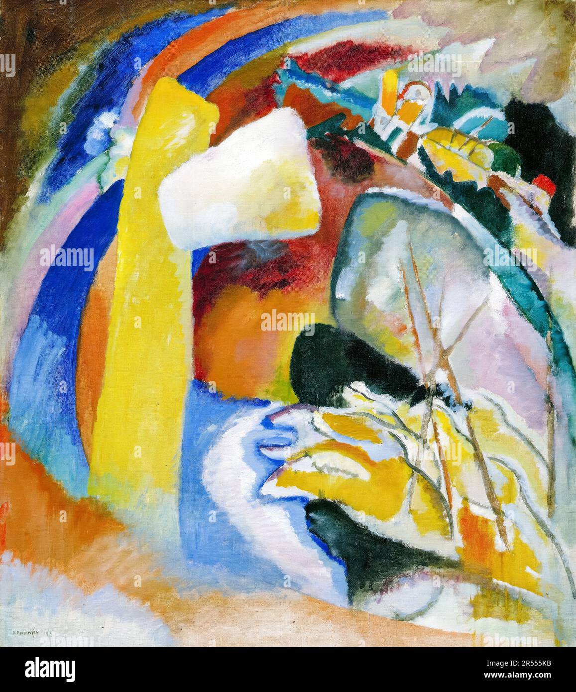 Wassily Kandinsky, Studie für Malen mit weißer Form, abstraktes Malen 1913 Stockfoto