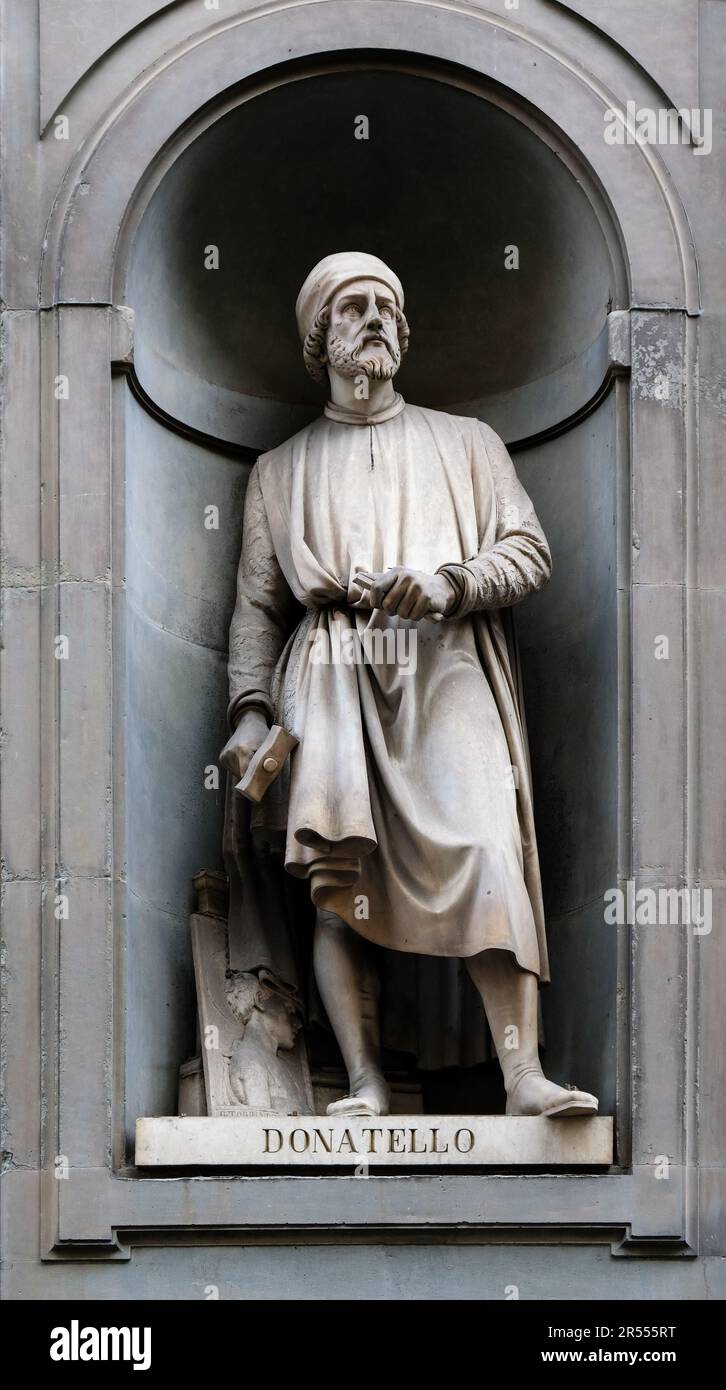 Donatello, Statue in Florenz, Italien Stockfoto