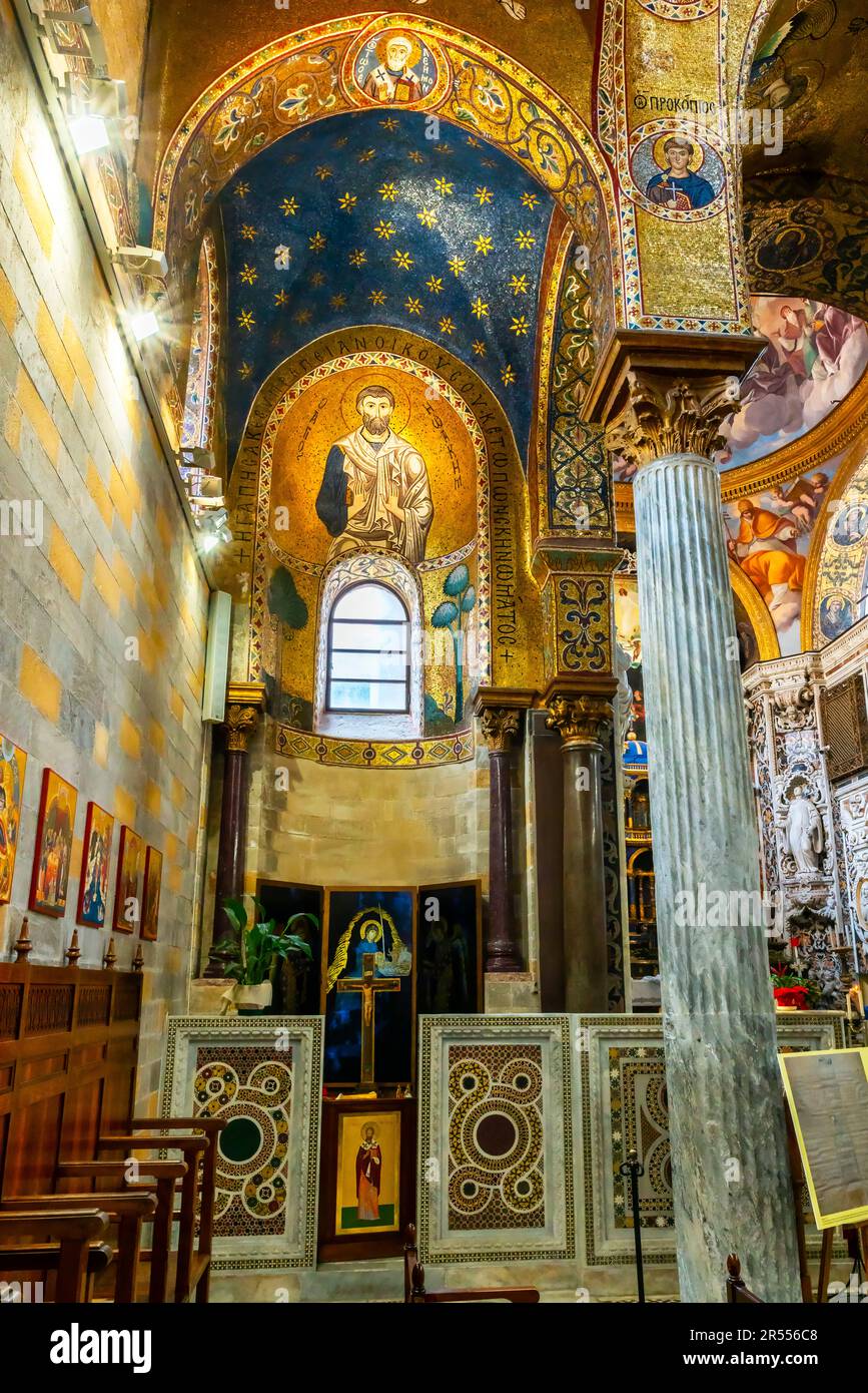 Kirche Santa Maria Dell'Ammiraglio, das Grundstück Arabisch-norman, Palermo. Sizilien, Italien. Es wurde 1143 auf Befehl von George von Antioc erbaut Stockfoto