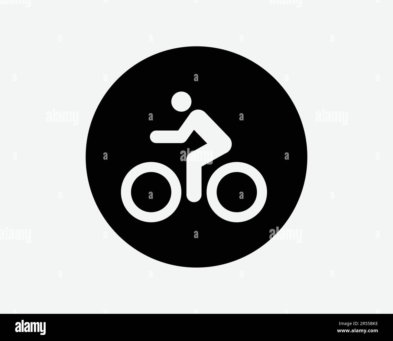 Fahrradweg-Symbol. Fahrrad Fahrradfahrer Pendler Fahrrad Sport Übung Straßenverkehrszeichen Schwarze Kunstwerke Grafik Clipart EPS-Vektor Stock Vektor