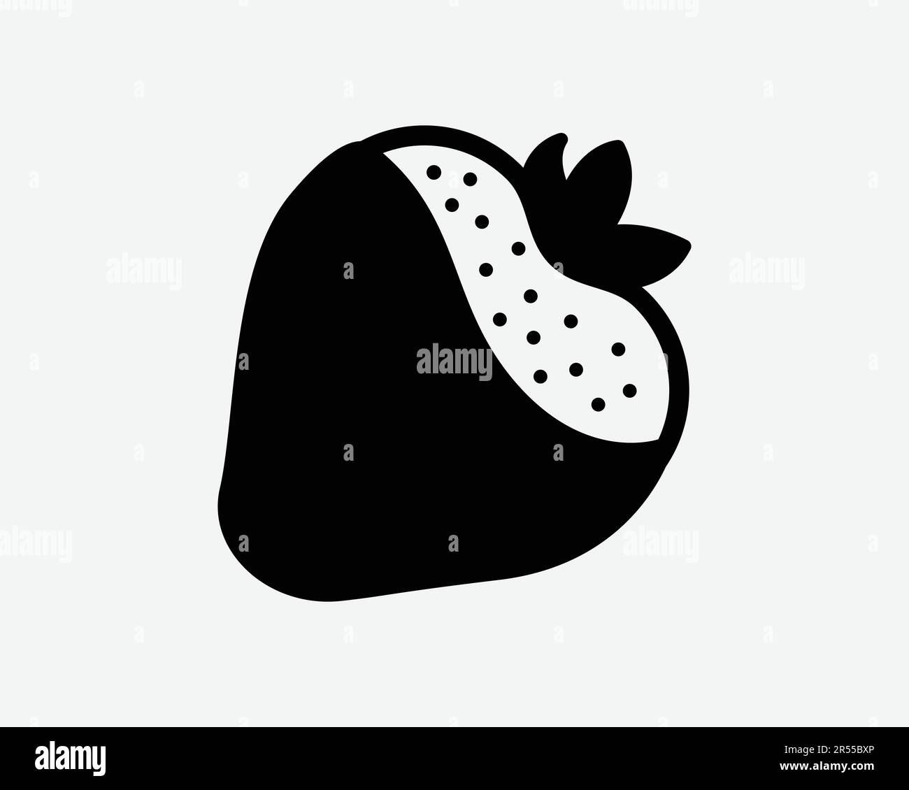 Schokoladen-Erdbeeren-Ikone. Dessert Berry Candy Sweet Treat Summer Valentine Fruit Sign-Symbol Schwarze Kunstwerke Grafik Illustration Clipart EPS-Vektor Stock Vektor