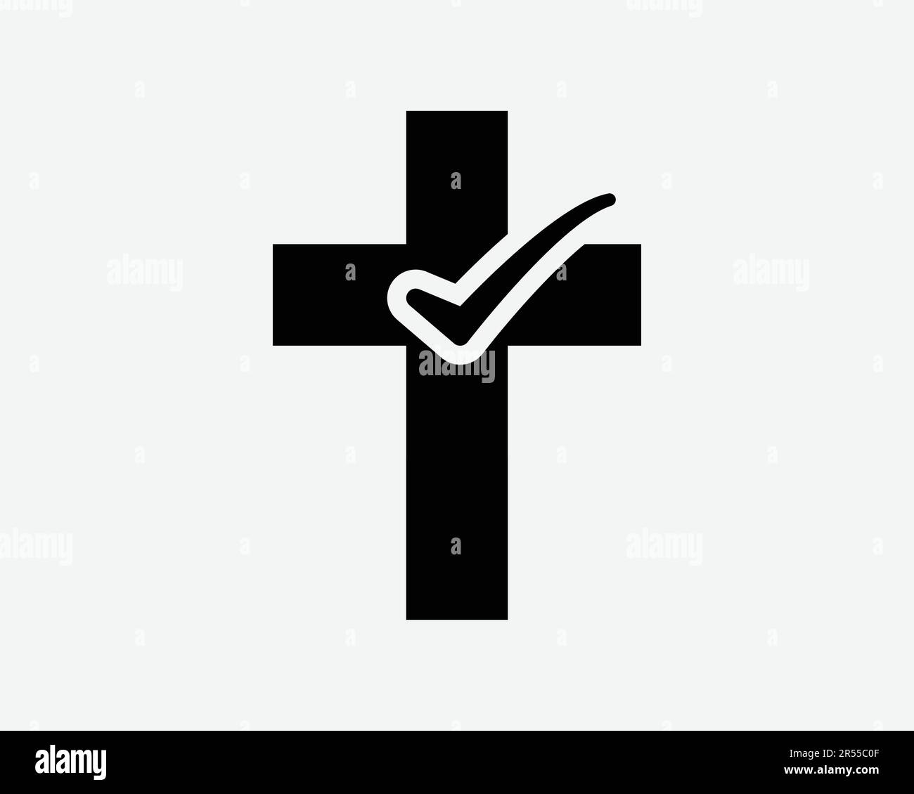 Christlicher Right-Way-Symbol. Christentum Cross-Truth-Evangelium Richtigen Sie das Wahrheitszeichen wahre Religion, Gott-Zeichen-Symbol Schwarze Kunst Grafik Illustration Clipart EPS-Vektor Stock Vektor