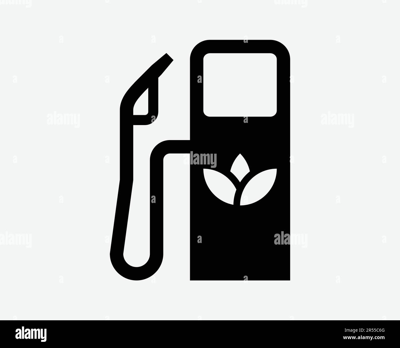 Symbol Für Biokraftstoff. Biokraftstoff Gas Benzin Eco Leaf umweltfreundlich Grün Erneuerbares Schild Schwarz Kunstwerk Grafik Clipart EPS-Vektor Stock Vektor