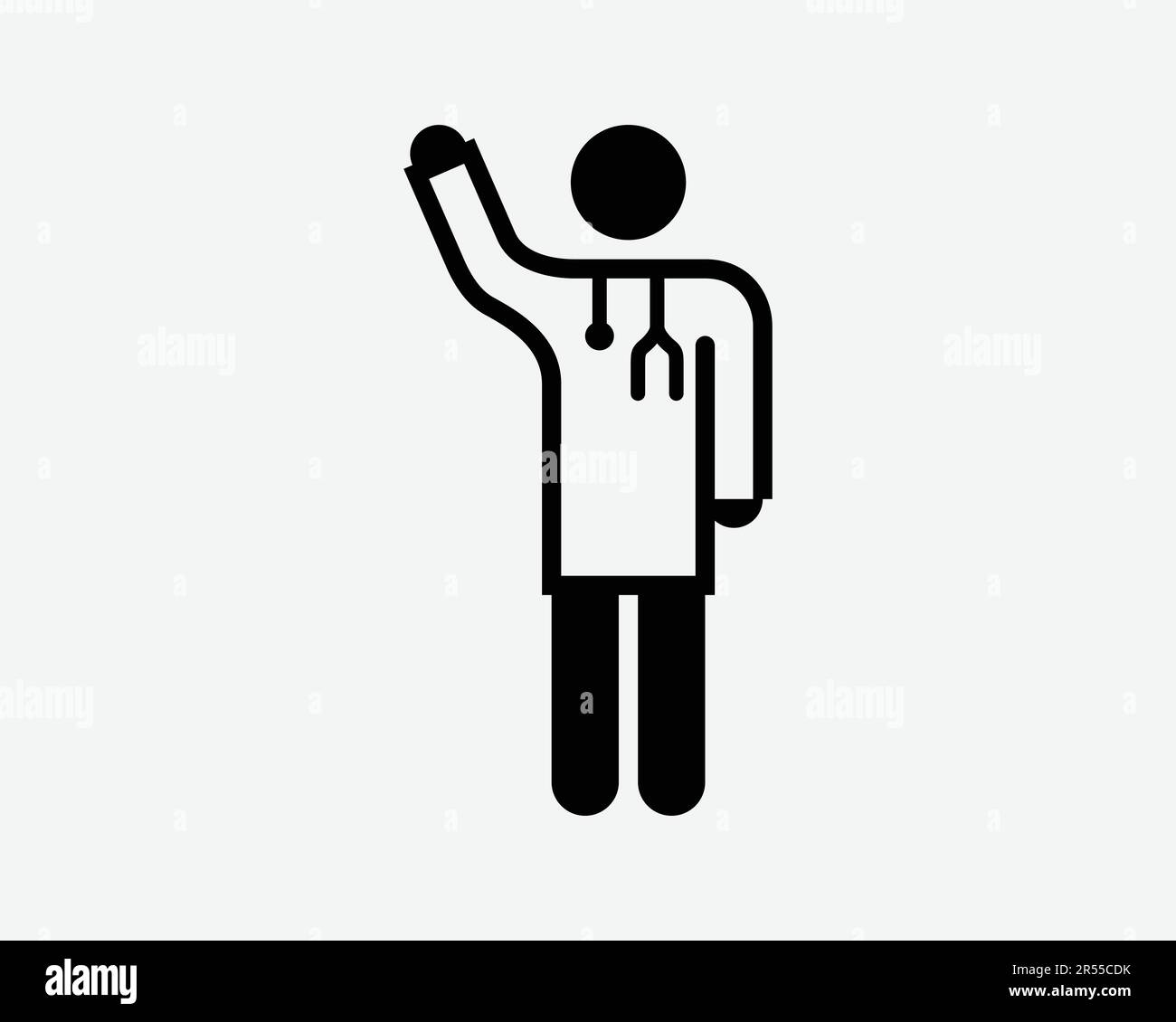 Arzt Hand heben Symbol Anruf Pose Gesture Gesundheitsarbeiter Arzt Chirurg Zeichen Schwarze Grafik Illustration Clipart EPS Vektor Stock Vektor