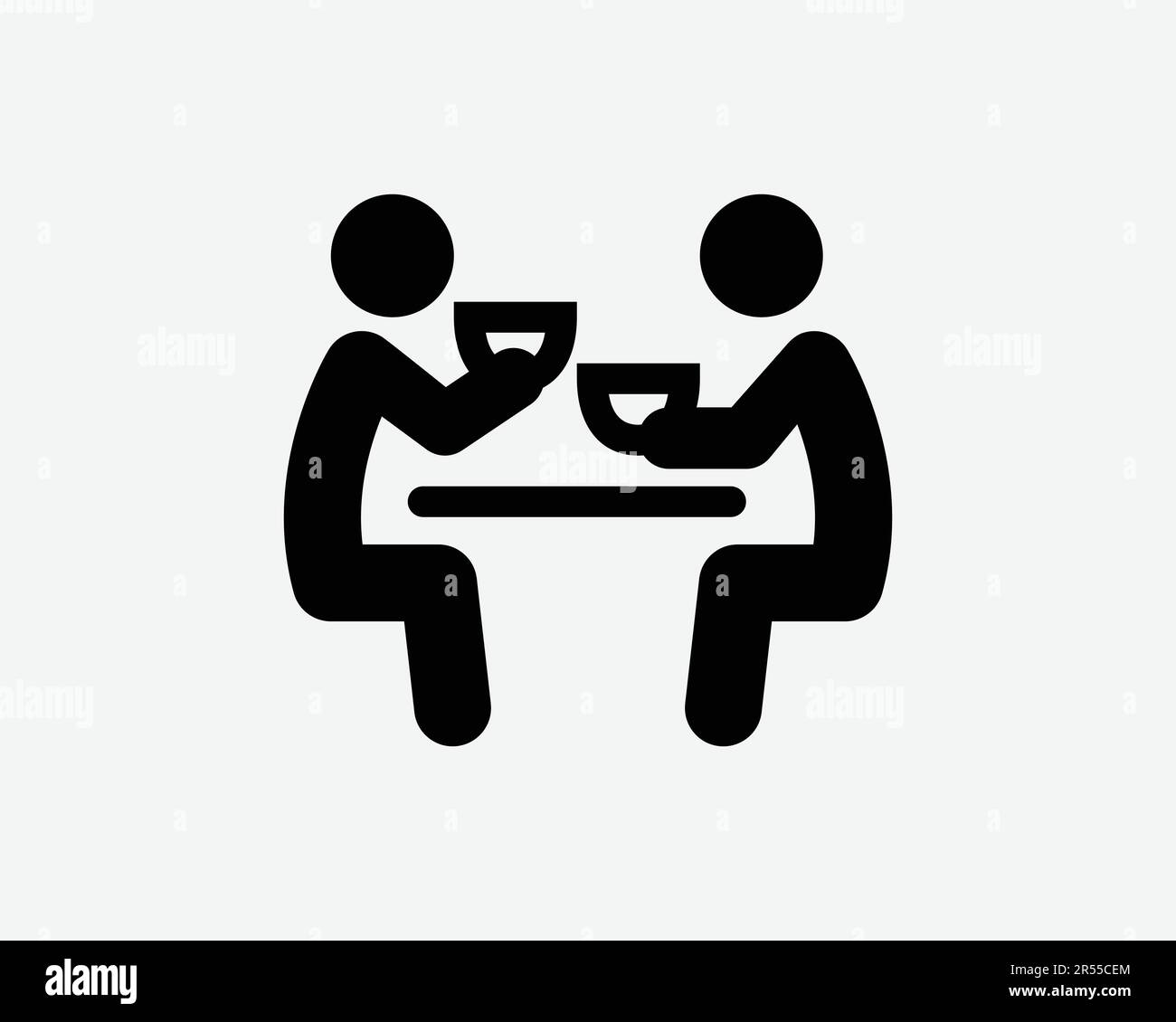 Meeting Over Coffee Icon Eatery Meet Appointment Talking Friends Drinks Cafe Schild Black Artwork Grafik Clipart EPS Vector Stock Vektor
