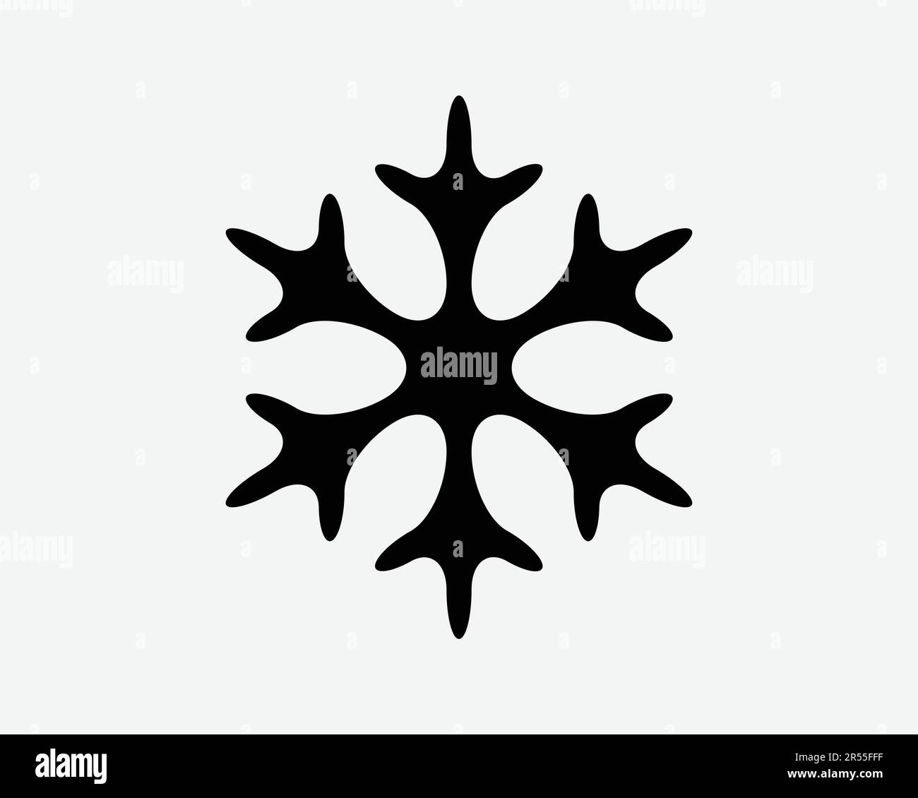 Schneeflockensymbol. Weihnachten Schnee Winter Eisflockenform Festtage Festtage Frozen Schilder Schwarze Kunstwerke Grafik Clipart EPS-Vektor Stock Vektor