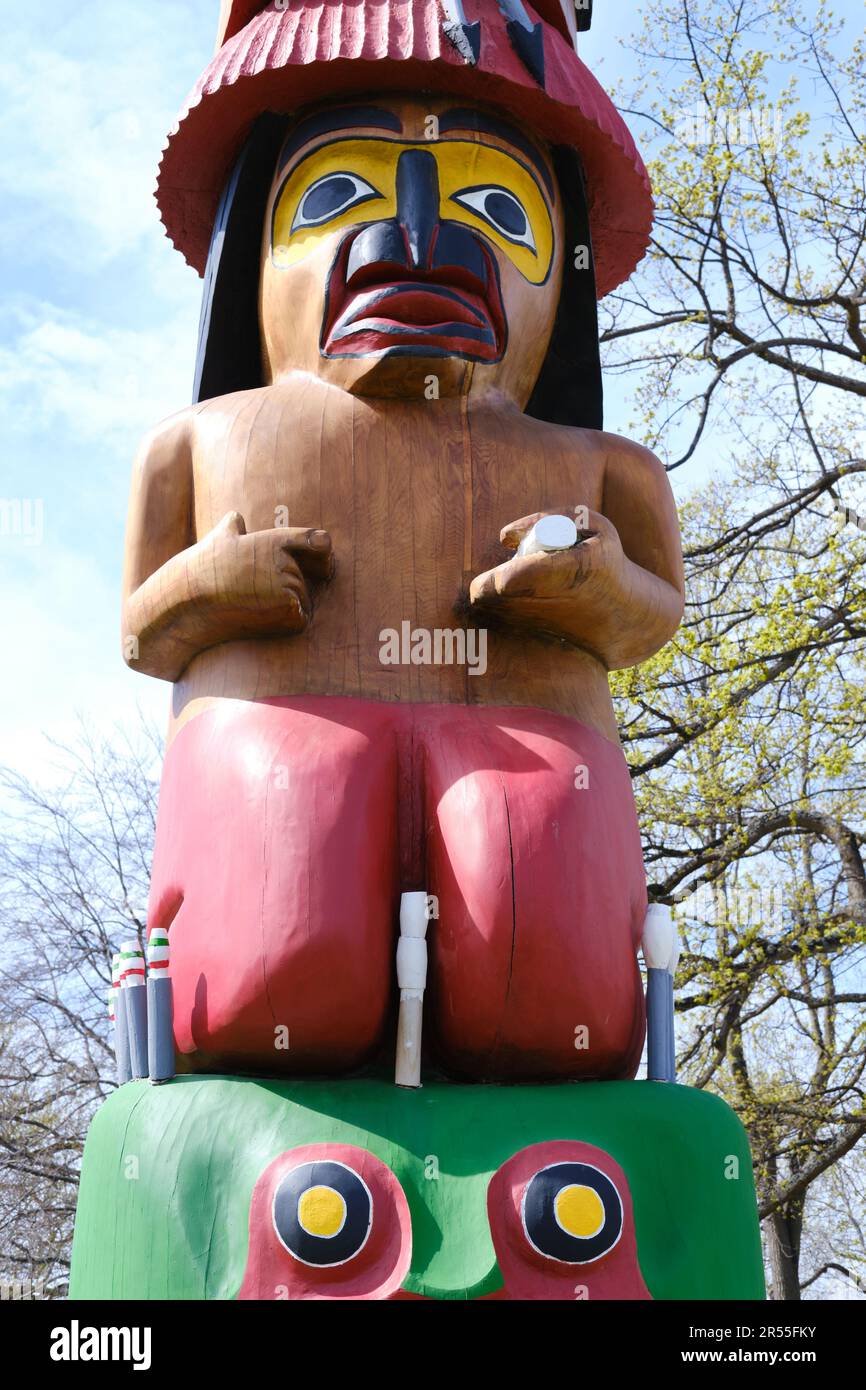 Das Knowlege Totem in Victoria, British Columbia, Kanada Stockfoto