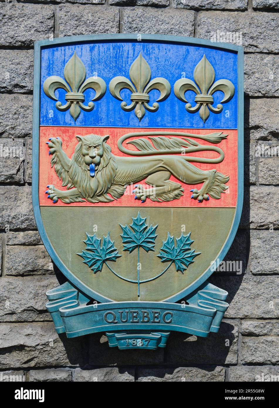 Wappen von Quebec, Confederation Garden Court, Victoria, Vancouver Island, British Columbia, Kanada Stockfoto