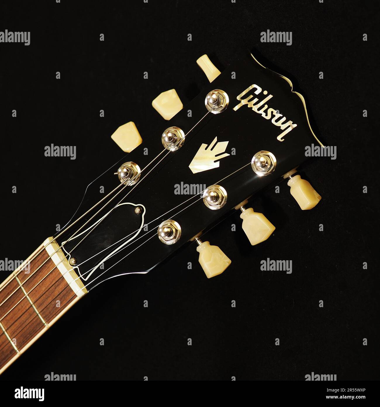 Gibson USA Gitarrenkopfstock Stockfoto