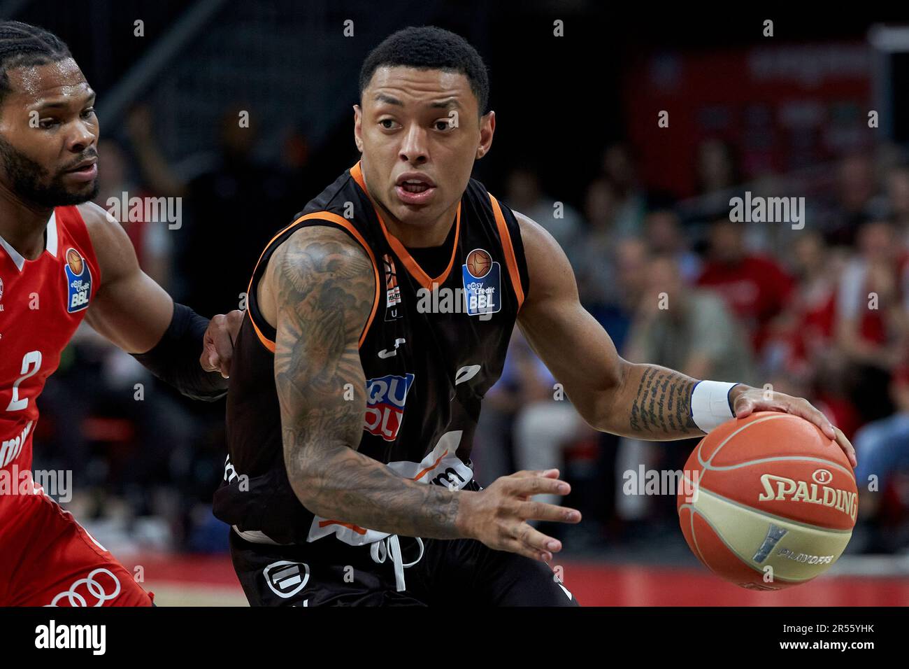 2022/2023 Basketball Bundesliga, FC Bayern München gegen ratiopharm ulm, Playoff Halbfinale Spiel 2 2023-05-30 in München (Audi Dome) dos SANTOS Yago M. Stockfoto