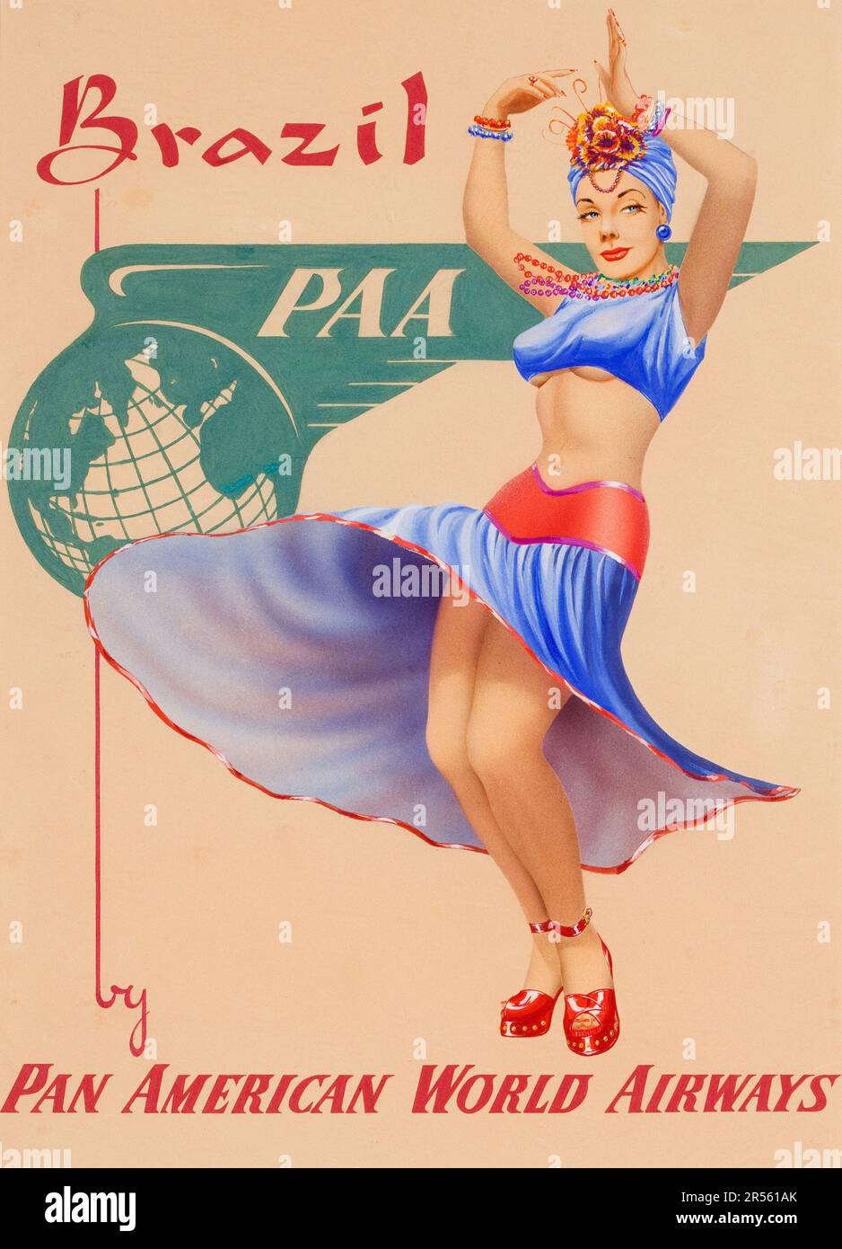 Brasilien von Pan American World Airways, Werbetoster, circa 1930er - brasilianisches Reiseposter Stockfoto