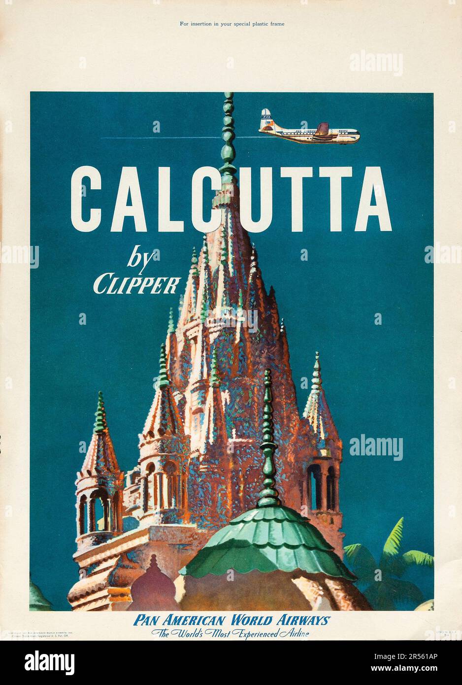 Calcutta by Clipper (Pan American World Airways, 1951) Reiseposter, indisches Reiseposter Stockfoto