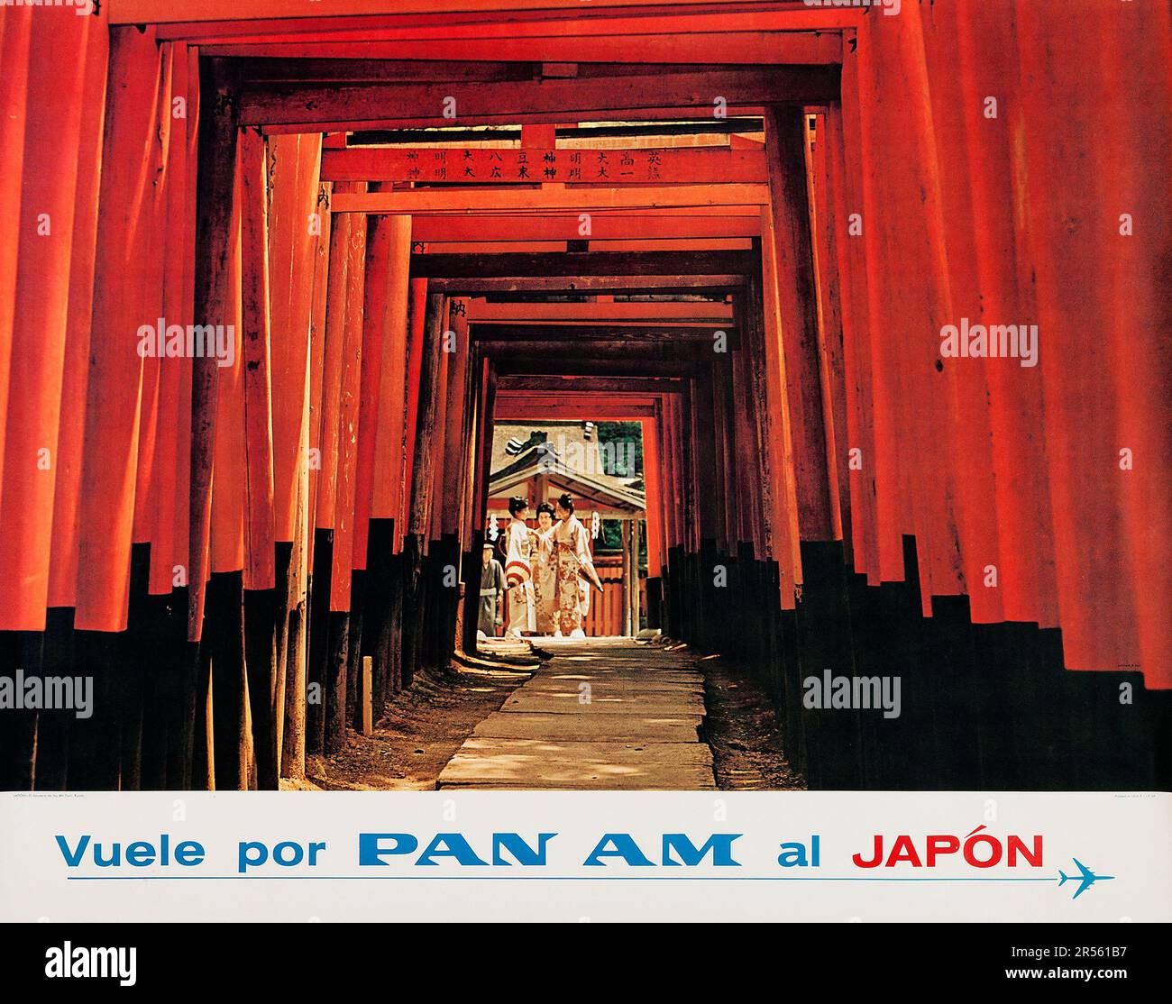 Fly Pan am Poster - Vuele por Pan am al Japon, Fly Pan am nach Japan (Pan American, 1970er). Reise-Poster Stockfoto
