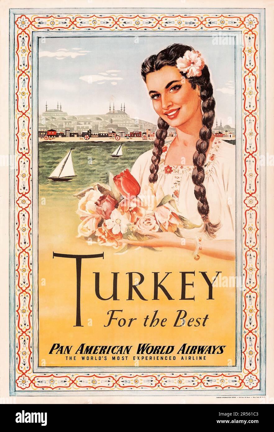 Pan am - Turkey for the Best (Pan American World Airways, c.1955). Reise-Poster Stockfoto