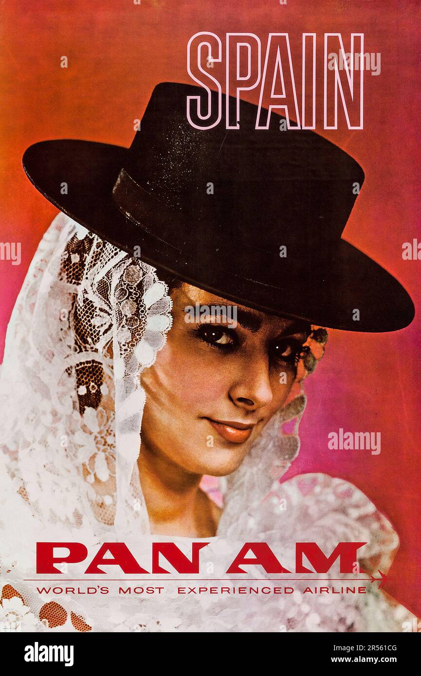 Pan American - Spanien - Pan am Poster (1960er Jahre). Reiseposter Stockfoto